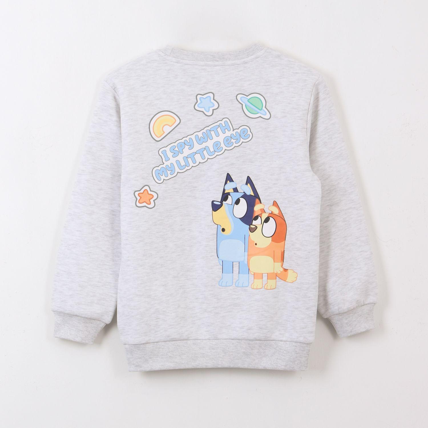 Polerón Cerrado Niño Back Print Sisters Gris Bluey-1