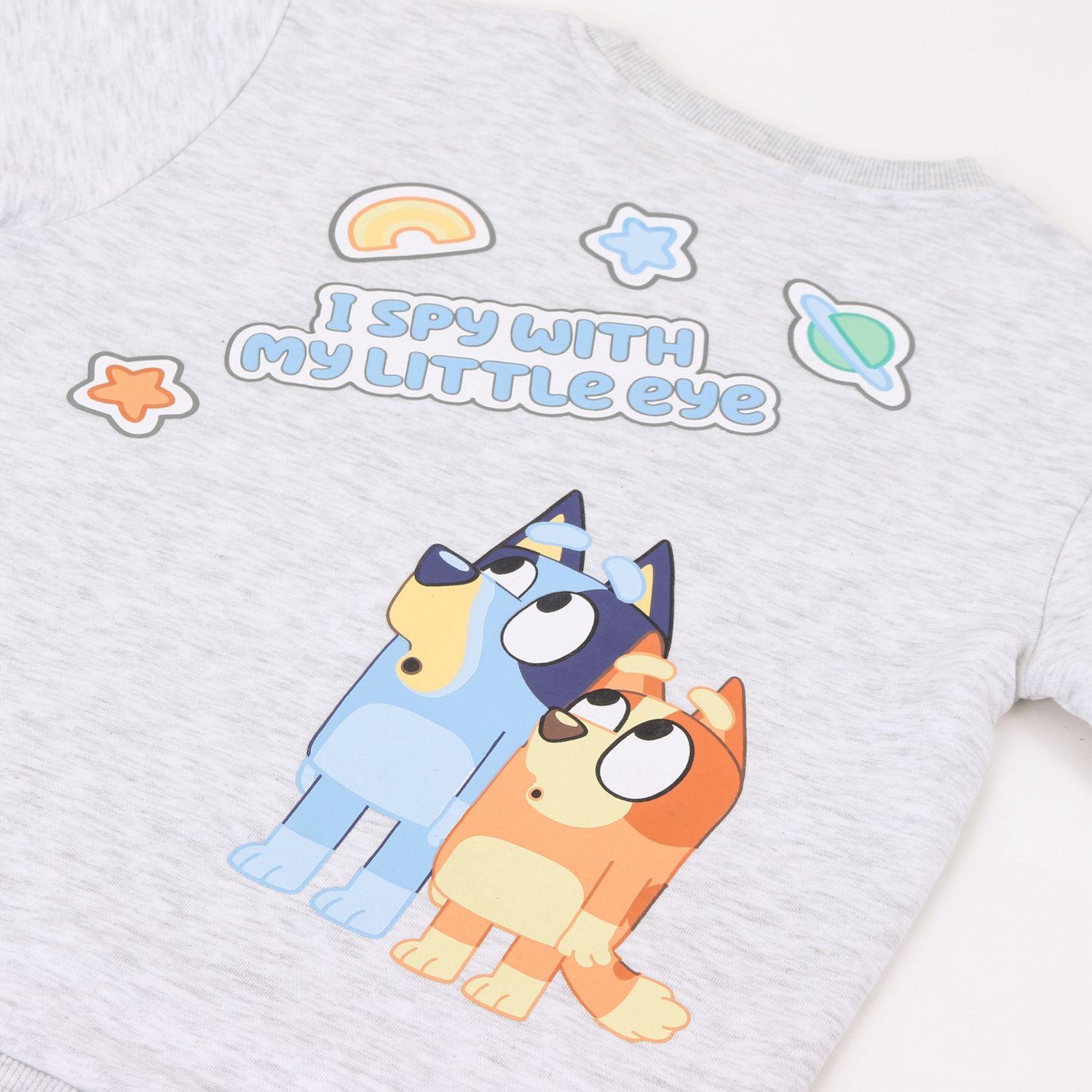 Polerón Cerrado Niño Back Print Sisters Gris Bluey-2