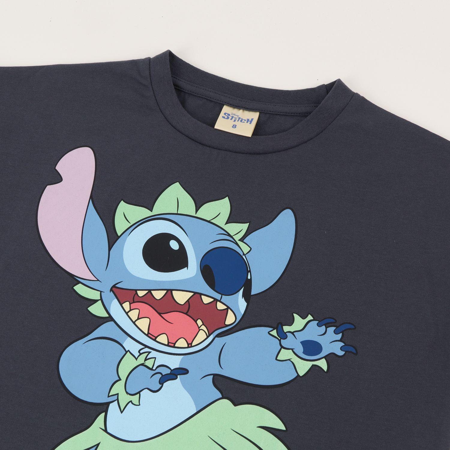 Polera Manga Corta Niña Negro Dance Lilo & Stitch Disney-2