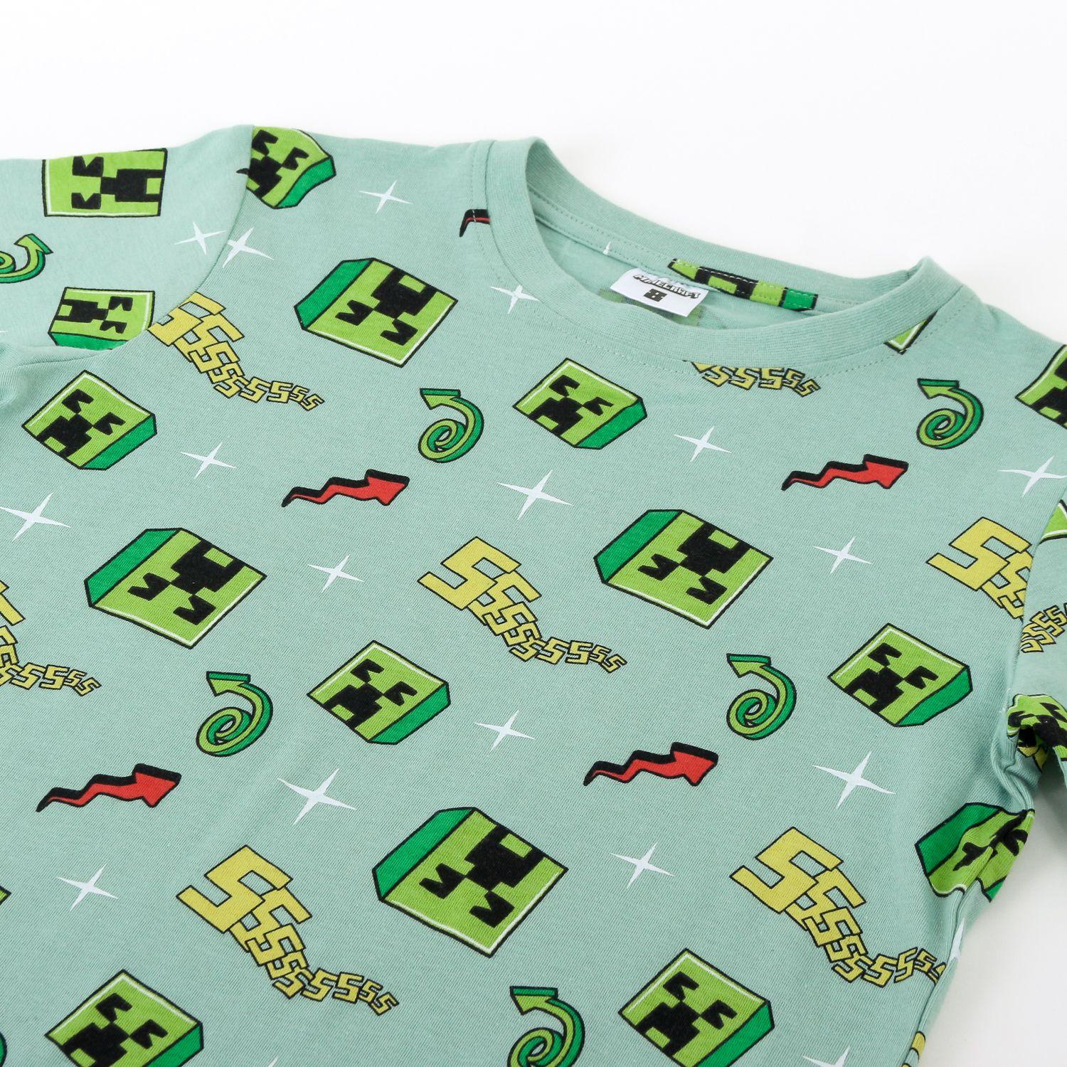 Pijama Manga Corta Niño Minecraft Creepers Verde-2