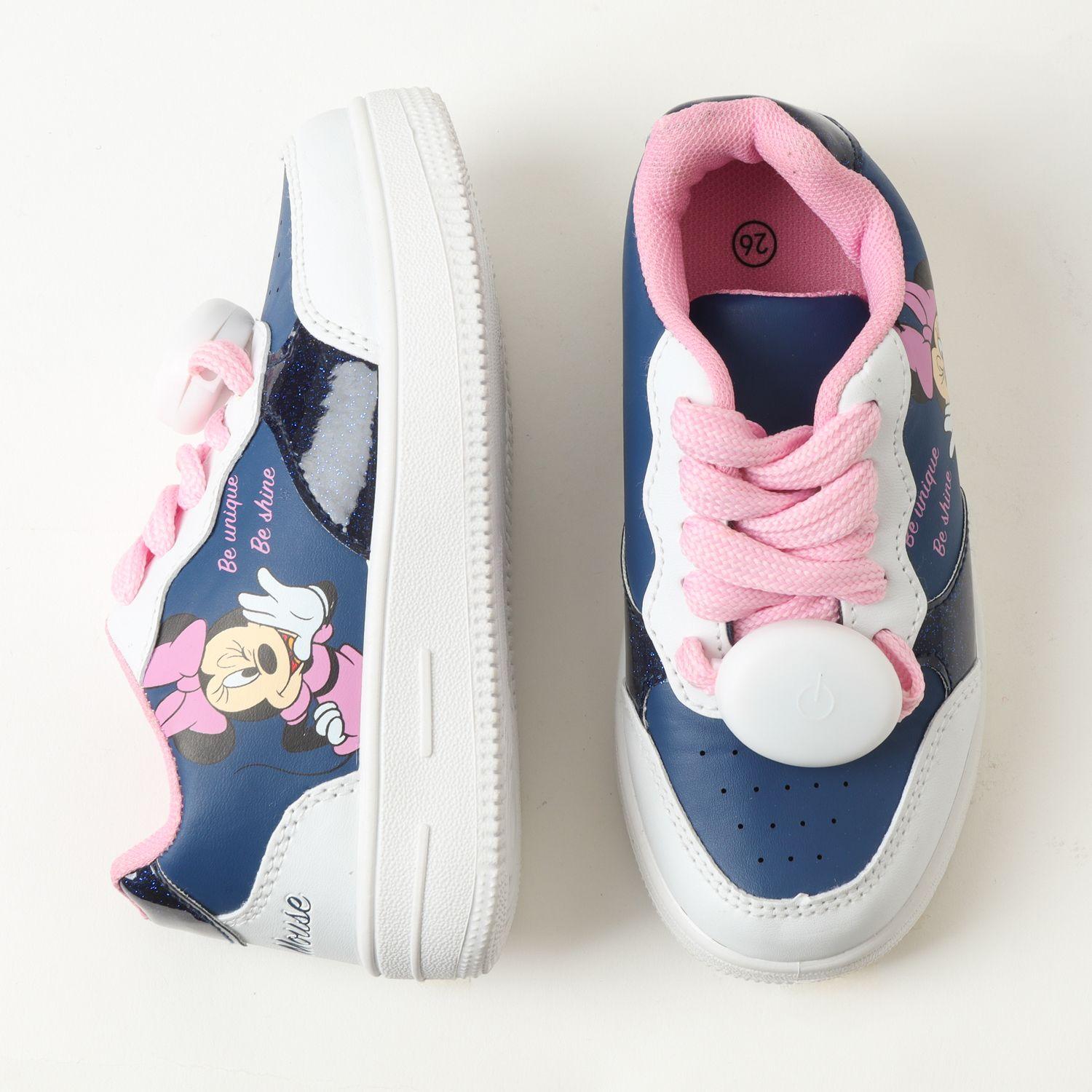 Zapatilla Niña Luces En Cordones Minnie Unique Azul Disney-2