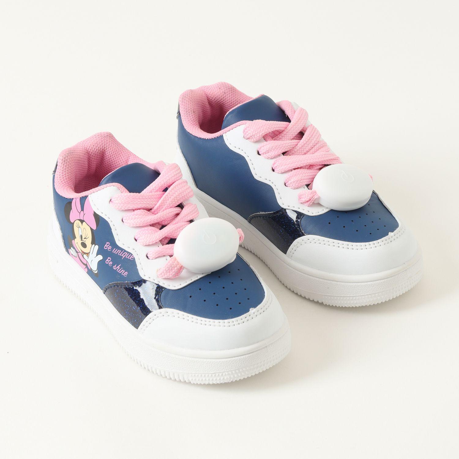Zapatilla Niña Luces En Cordones Minnie Unique Azul Disney-1