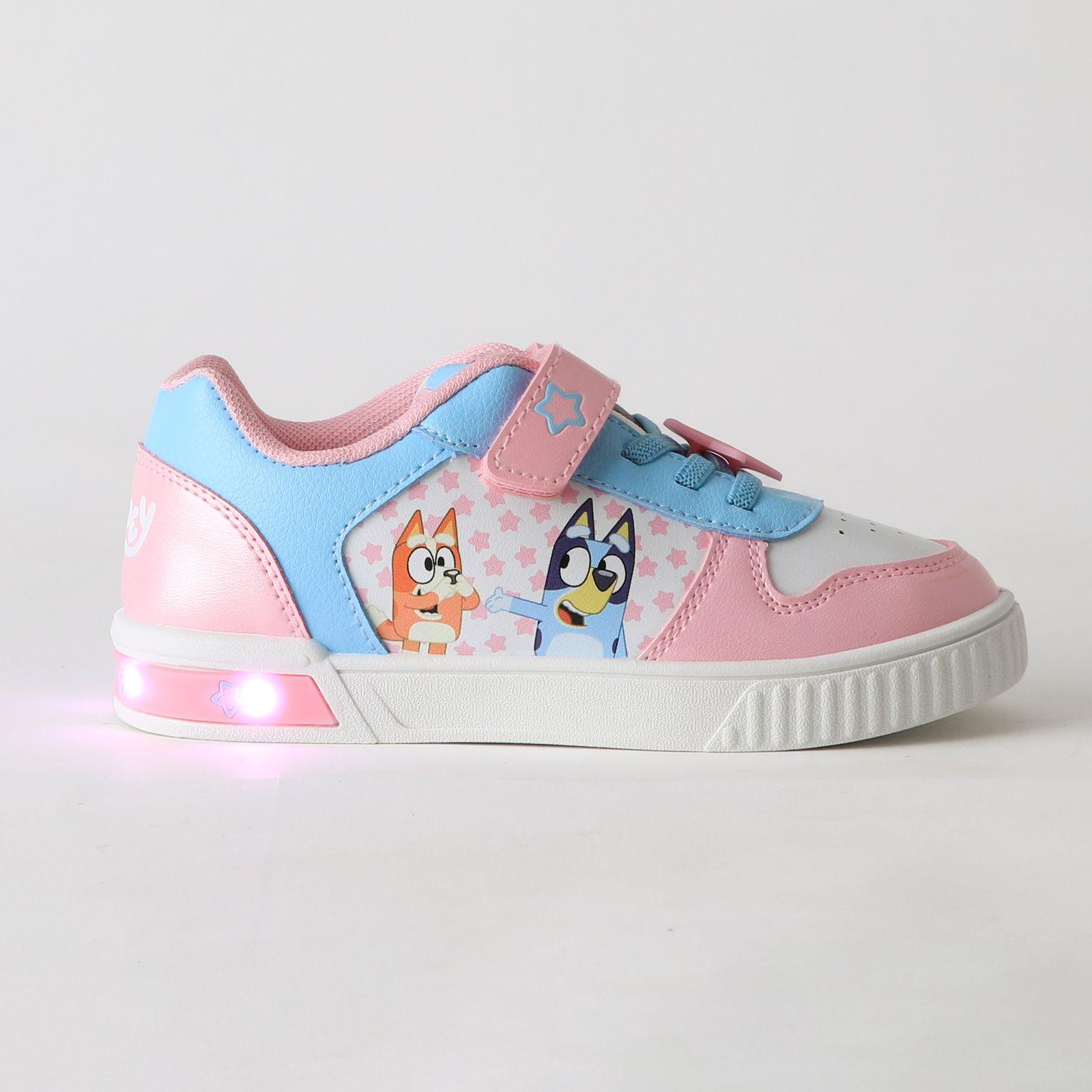 Zapatilla Luces Niña Velcro Estrellas Rosado Bingo & Bluey-0