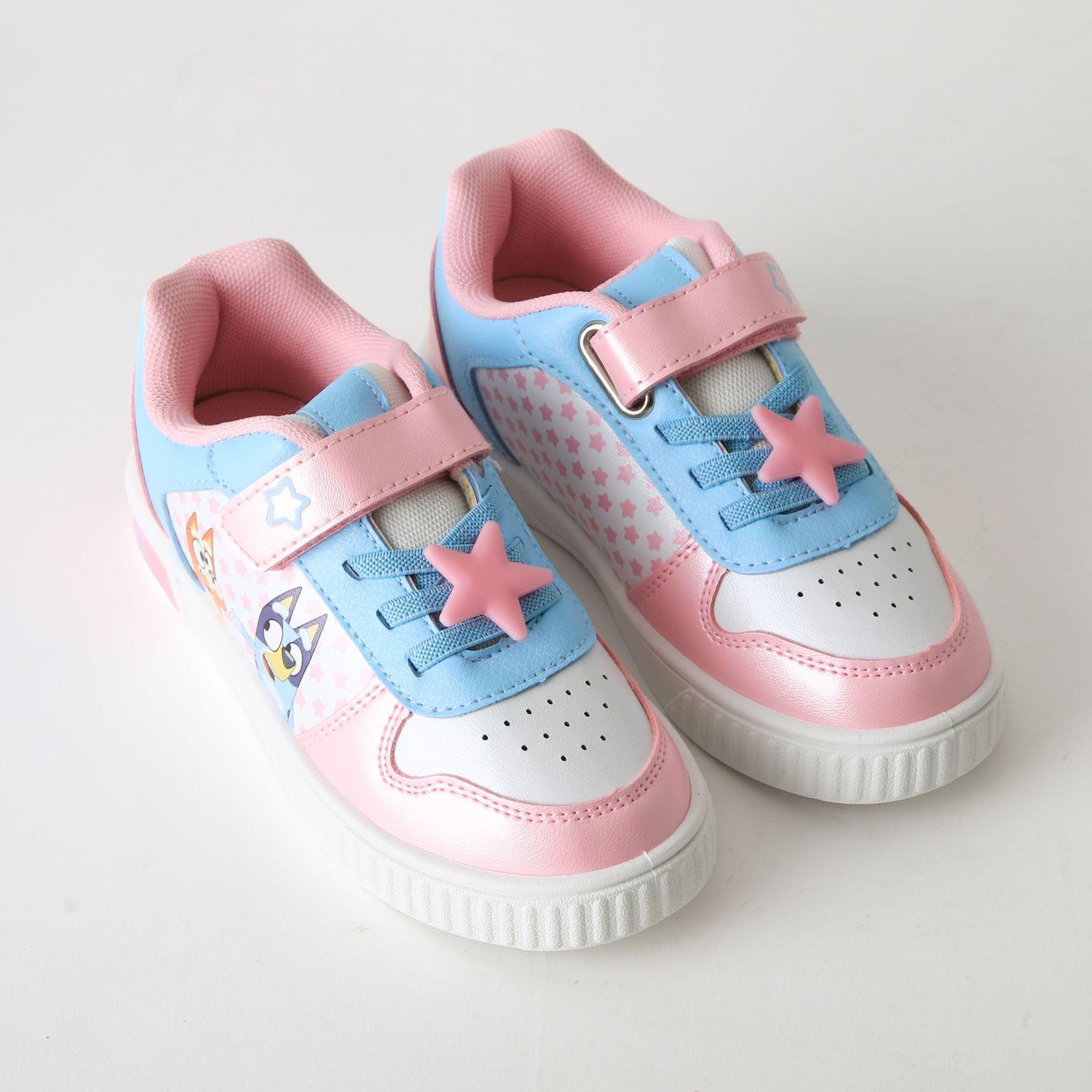 Zapatilla Luces Niña Velcro Estrellas Rosado Bingo & Bluey-1