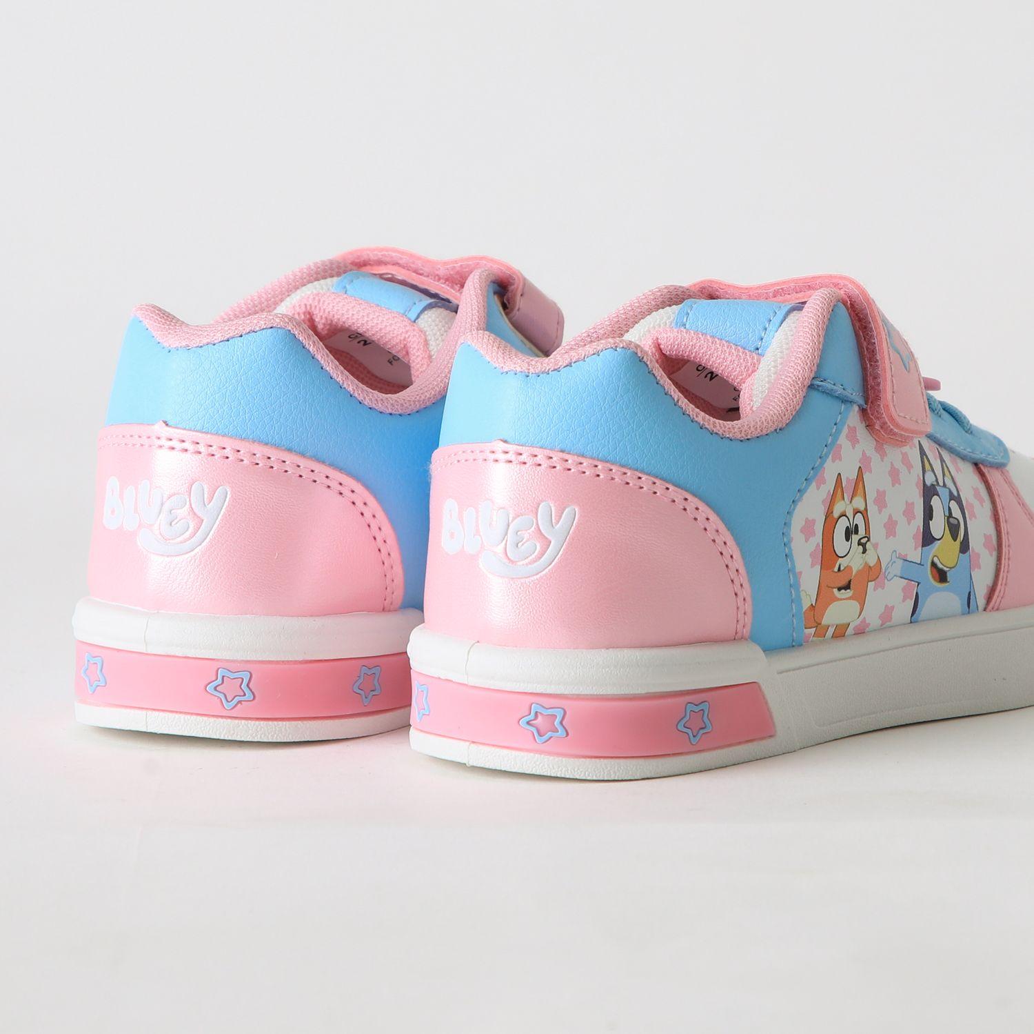 Zapatilla Luces Niña Velcro Estrellas Rosado Bingo & Bluey-2