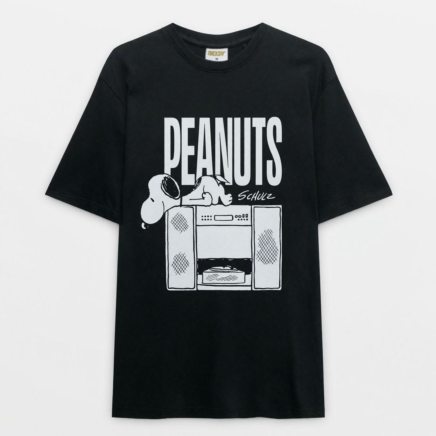 Polera Manga Corta Hombre Snoopy Music Negro-2