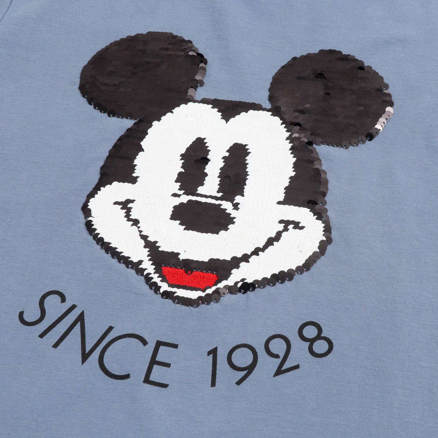 Polera Manga Corta Niño Mickey Lentejuelas 1998 Azul Disney-1