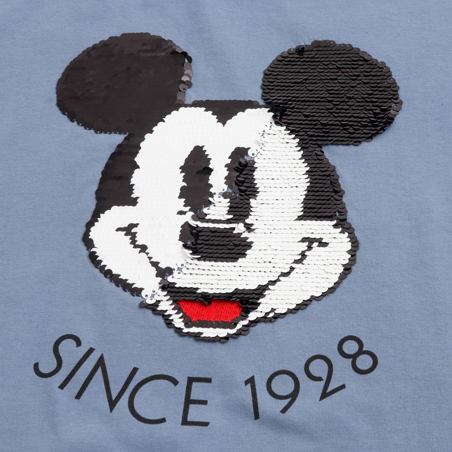 Polera Manga Corta Niño Mickey Lentejuelas 1998 Azul Disney-2