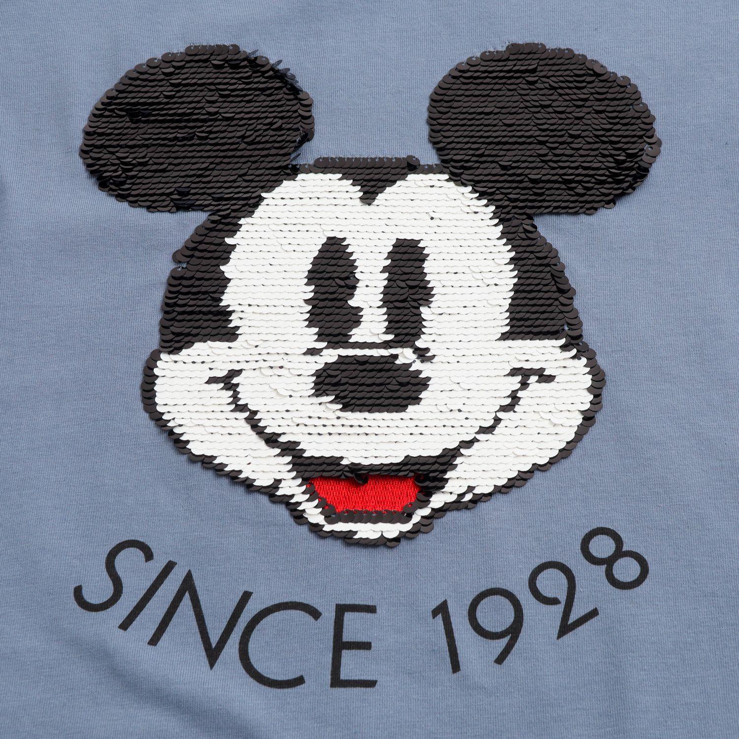 Polera Manga Corta Niño Mickey Lentejuelas 1998 Azul Disney-3