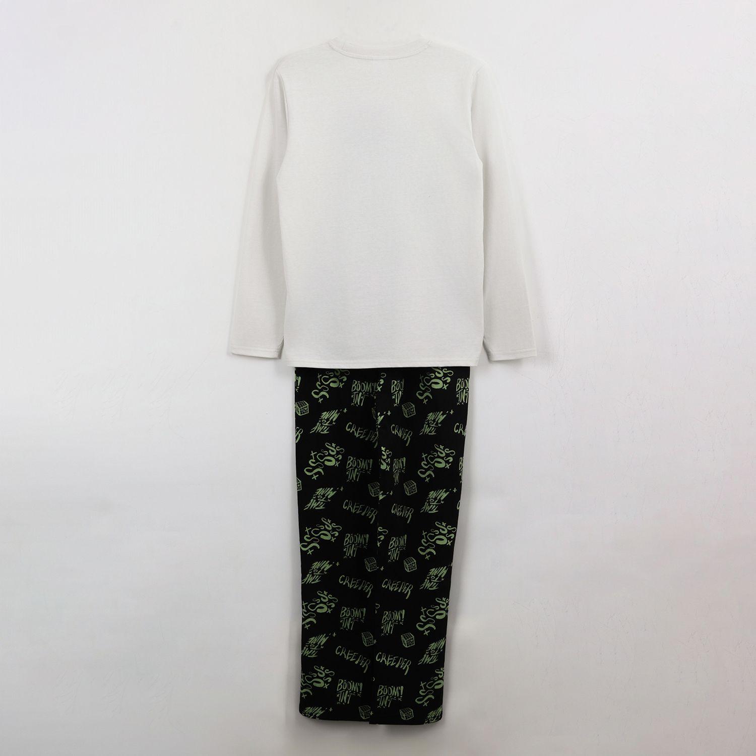 Pijama Manga Larga Niño Gris Creeper Minecraft-1