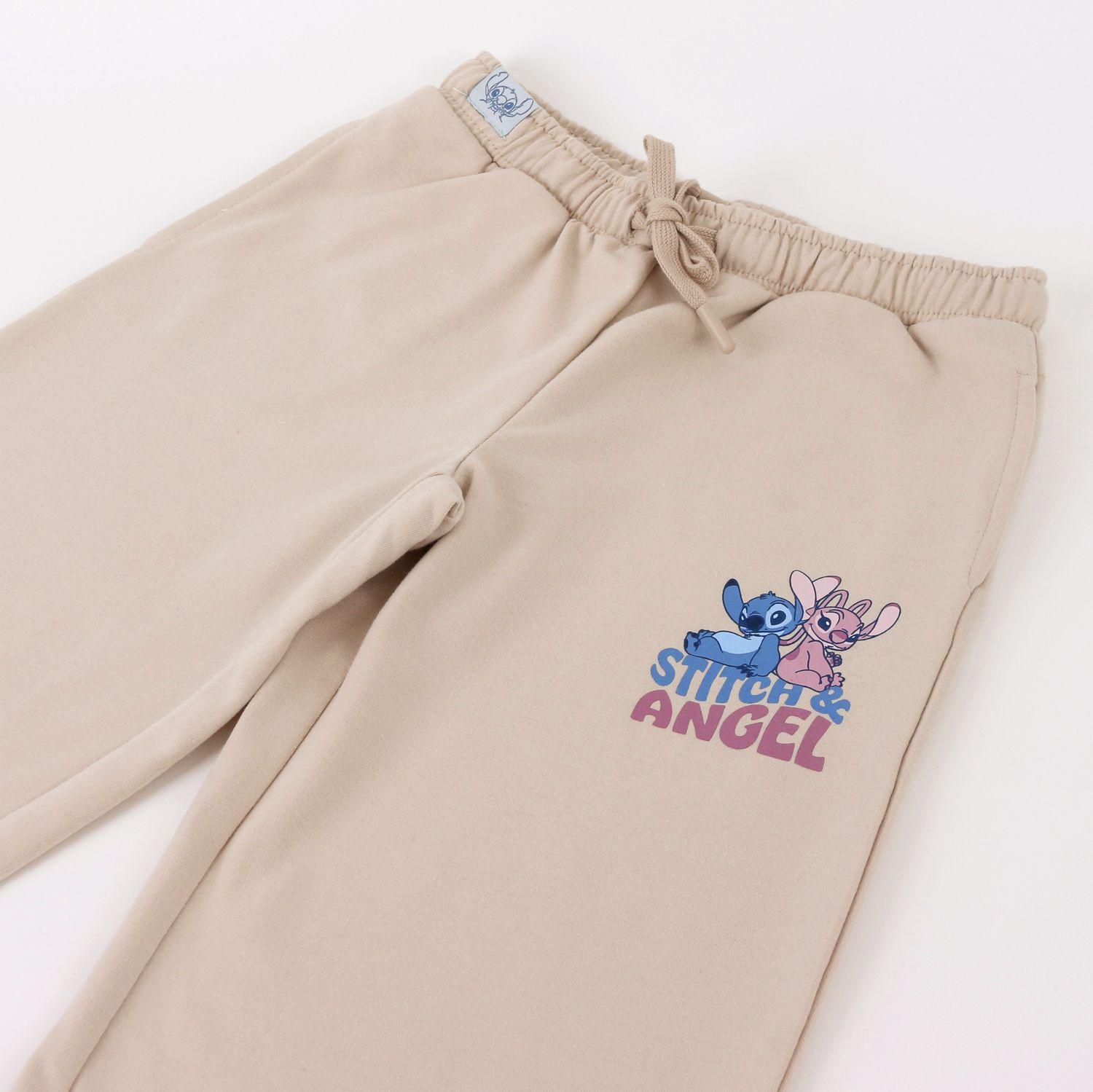 Pantalón de Buzo Niña Stitch & Angel Disney Flare Beige-2