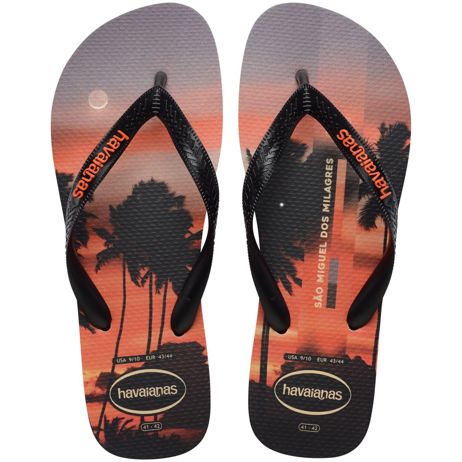 Sandalia Hombre Top Surfer Negro Naranja Atardecer Havaianas-0