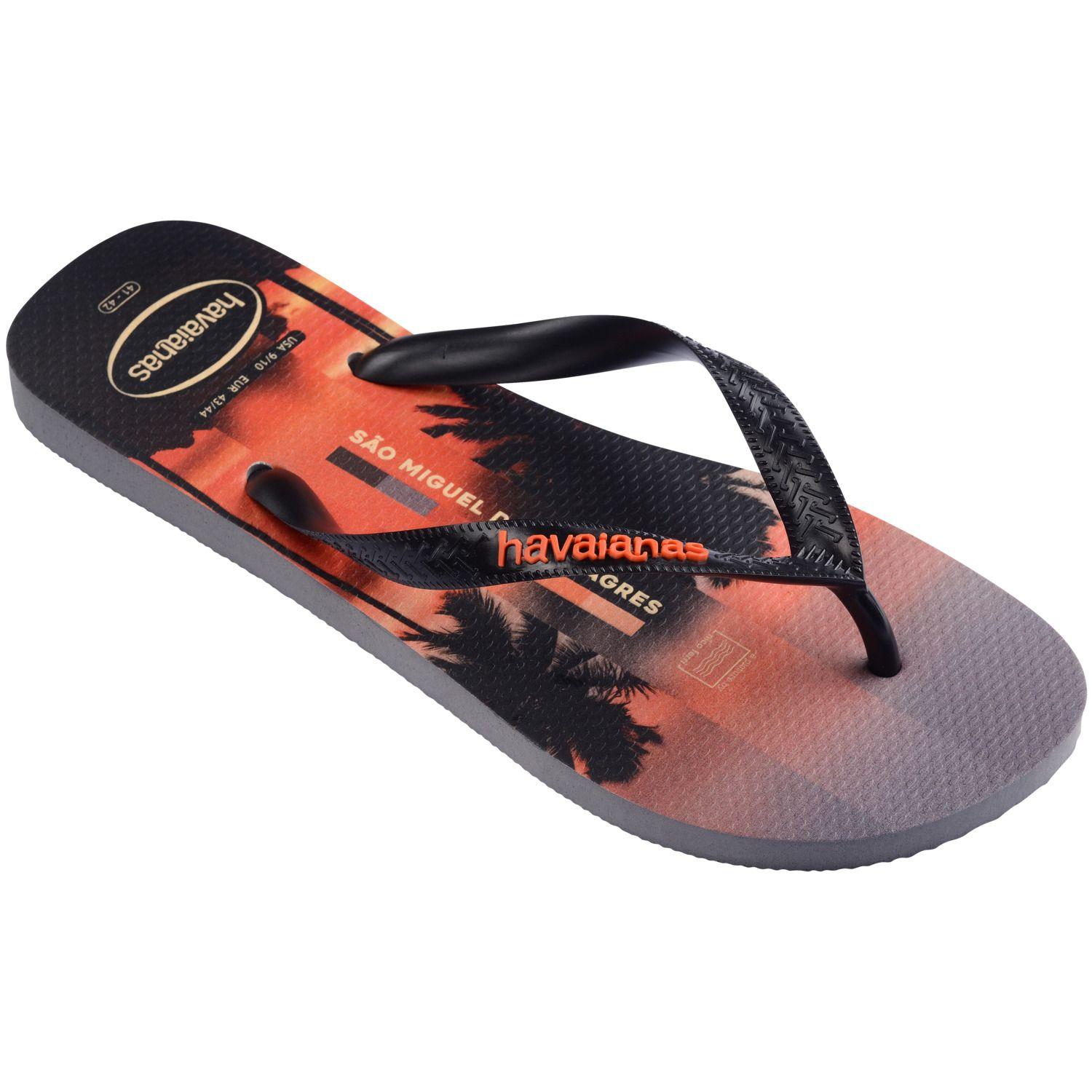 Sandalia Hombre Top Surfer Negro Naranja Atardecer Havaianas-1