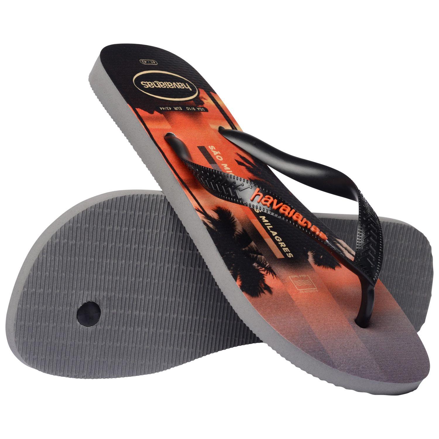 Sandalia Hombre Top Surfer Negro Naranja Atardecer Havaianas-3