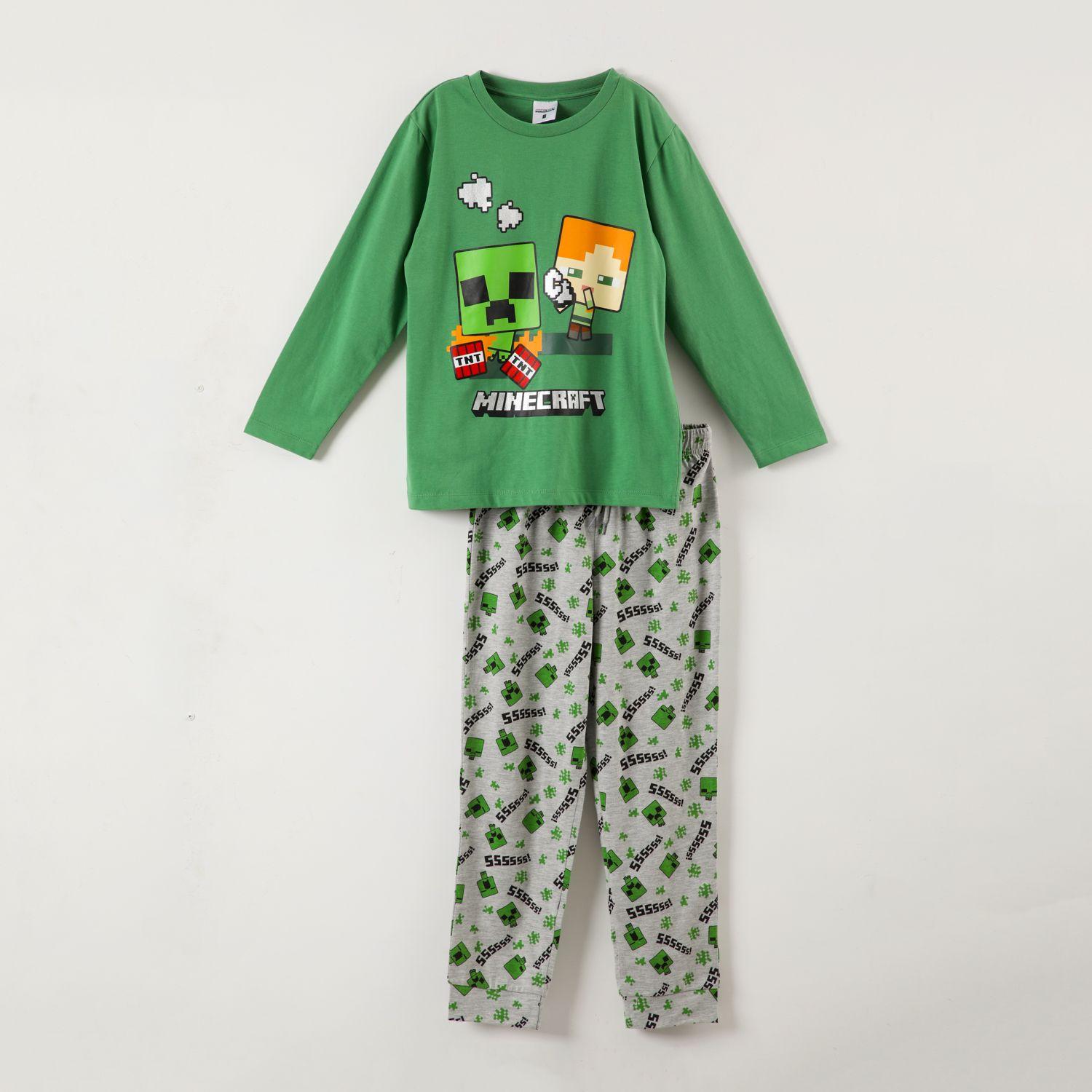 Conjunto Pijama Niño Tnt Creeper Verde Minecraft-3