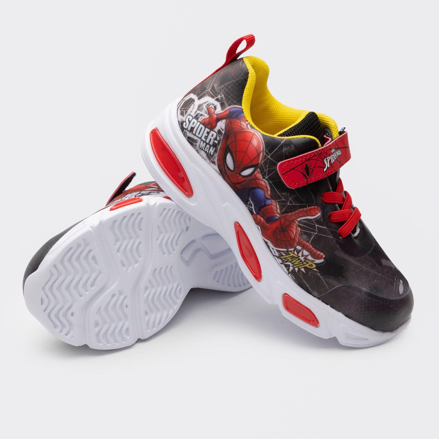 Zapatilla Con Luces Niño Spiderman Negro Marvel-2