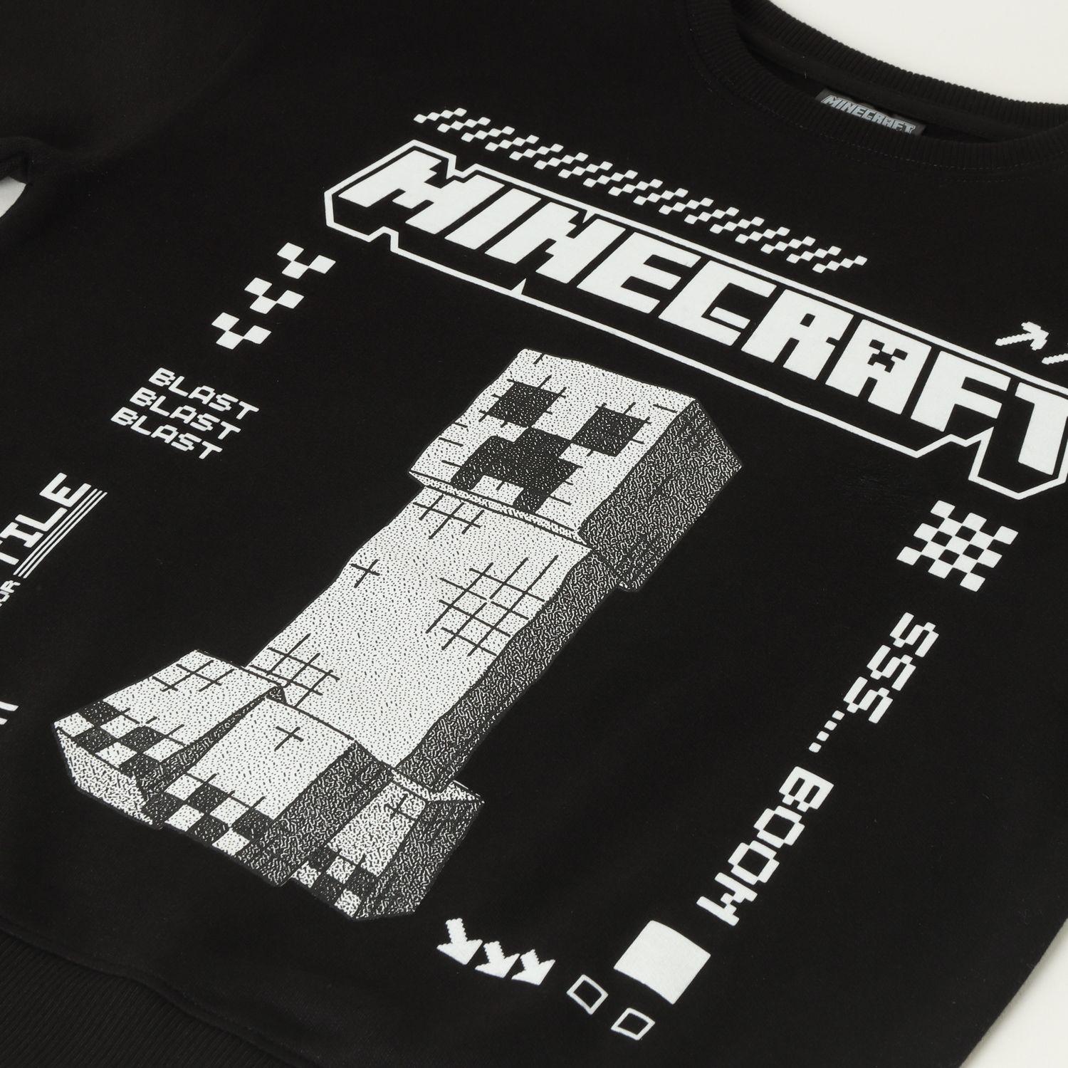Poleron Cerrado Niño Big Logo Negro Minecraft-1