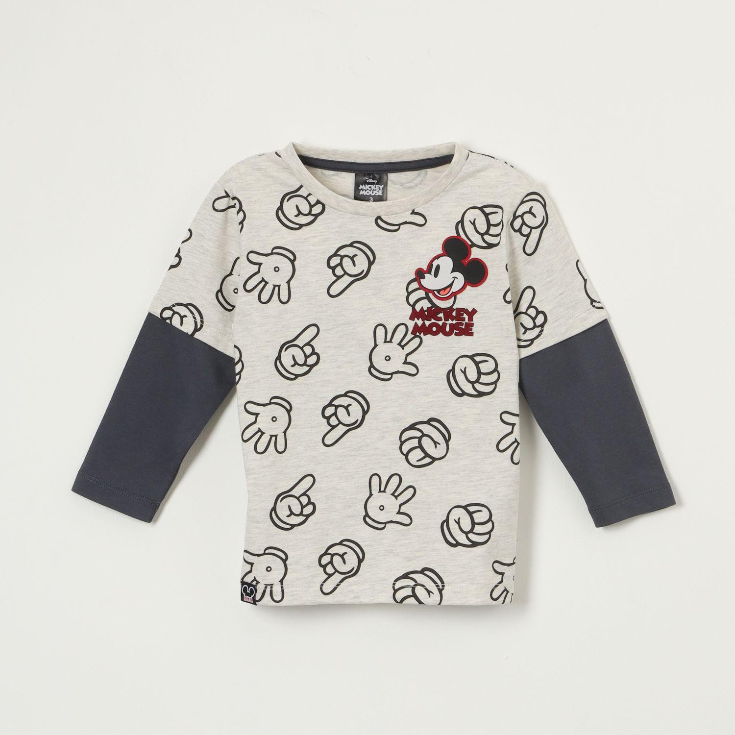 Polera Manga Larga Niño Mickey Hands Gris Disney-0