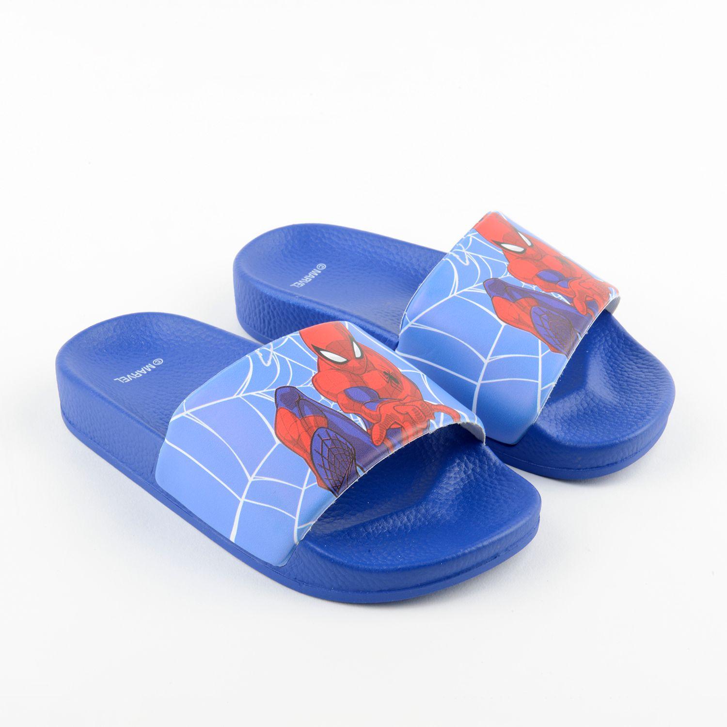 Sandalia Slide Niño Telaraña Spiderman Azul Marvel-1
