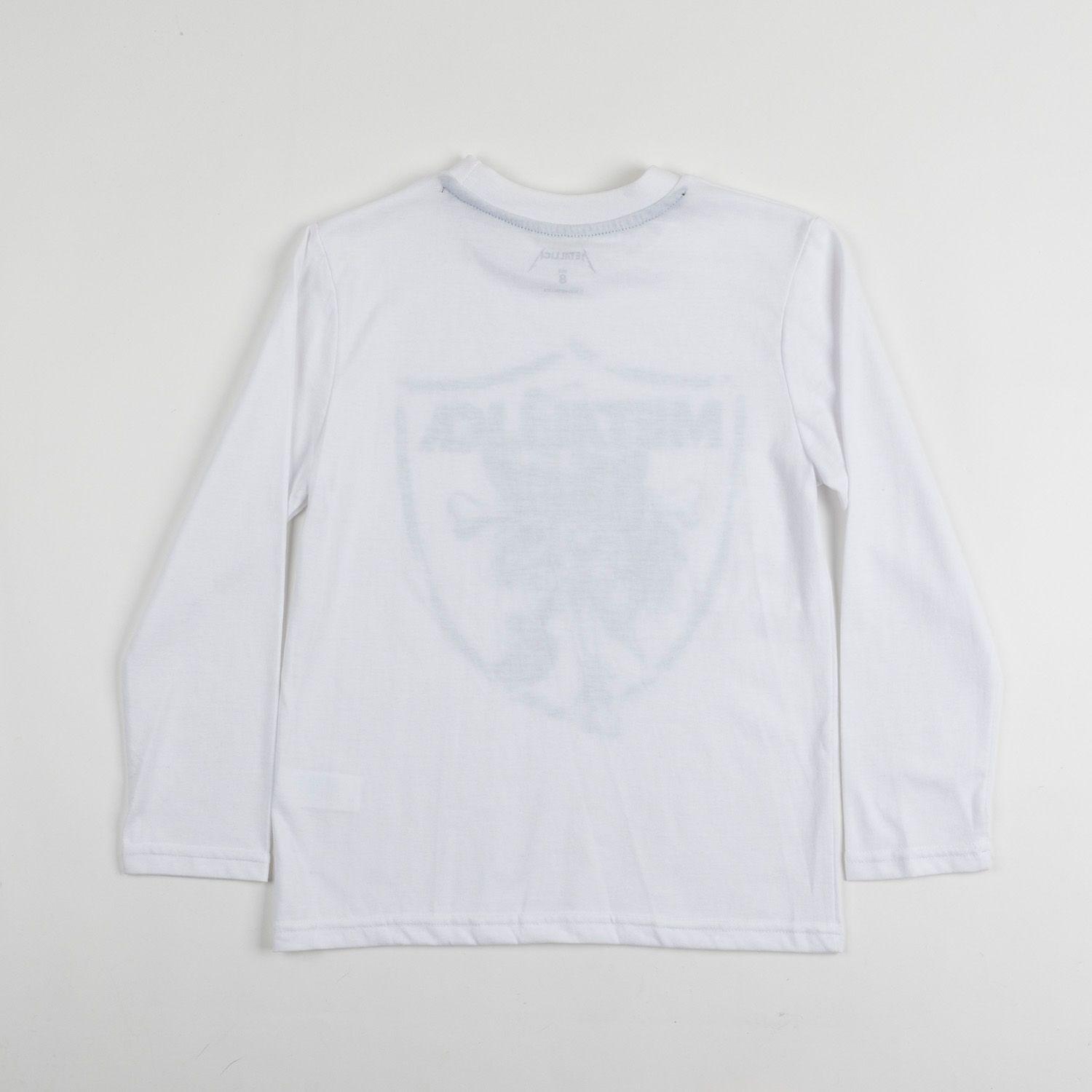 Polera Manga Larga Niño Calavera Blanco Metallica-1