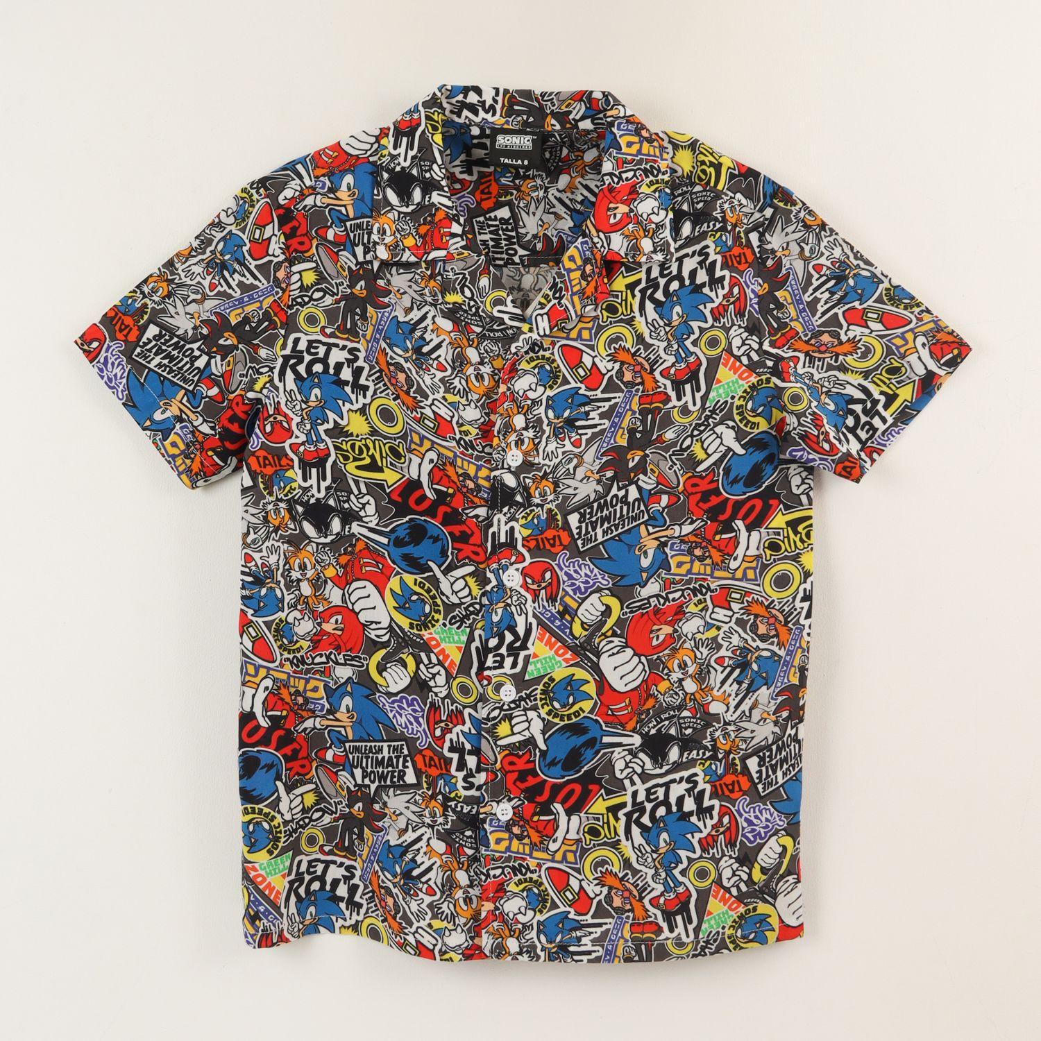 Camisa Niño Azul Full Print Lets Roll Sonic-0