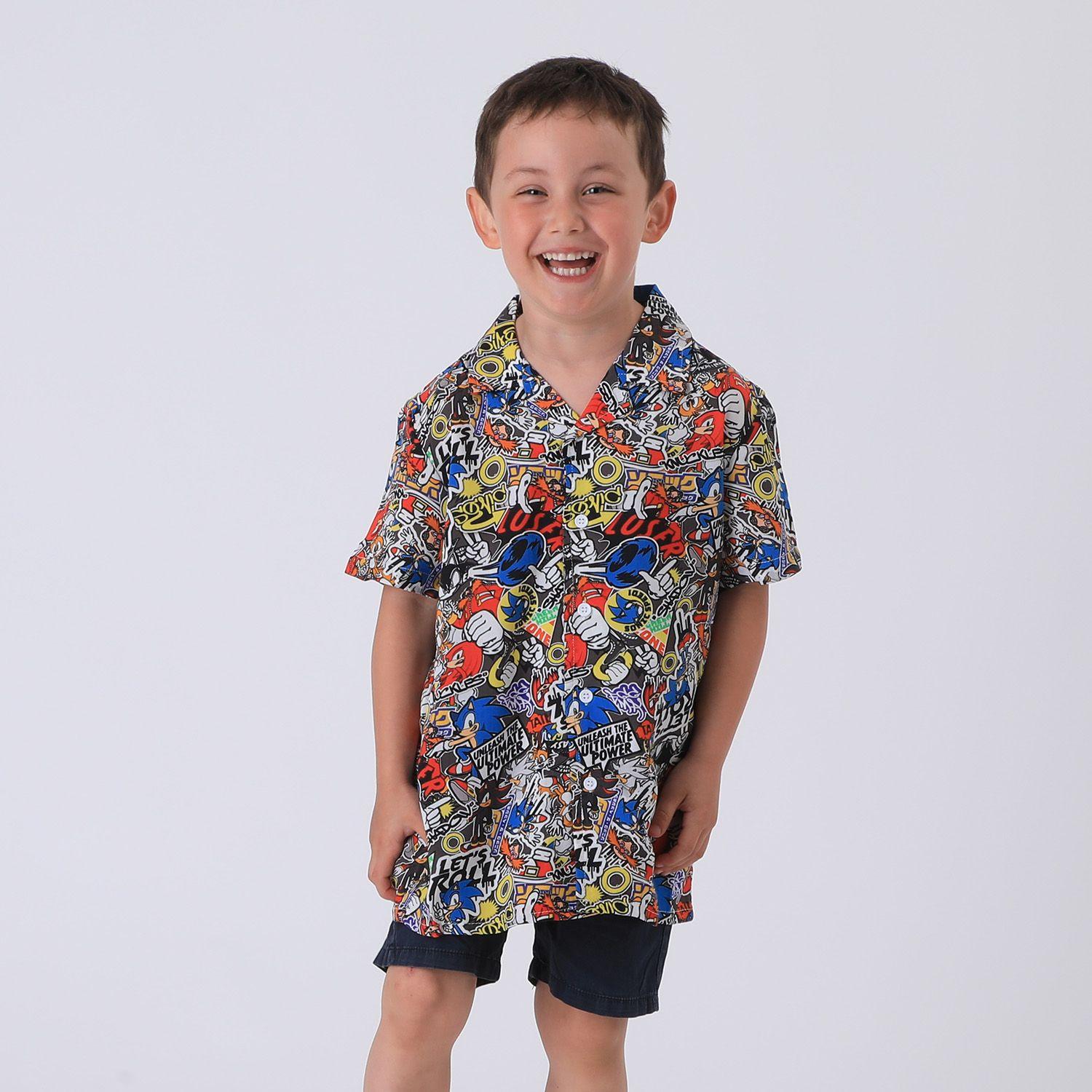 Guayabera Niño Azul Full Print Lets Roll Sonic-0