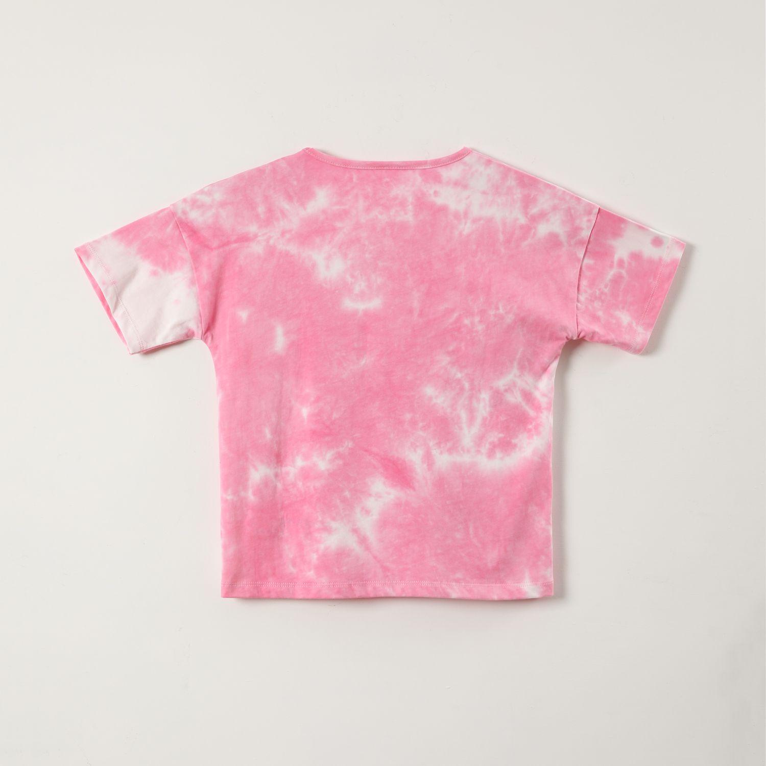 Polera Manga Corta Niña Tie Dye Rosado Snoopy-1
