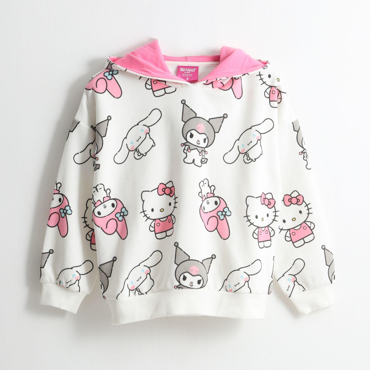 Polerón Cerrado Niña Hoodie Full Print Blanco Hello Kitty-0