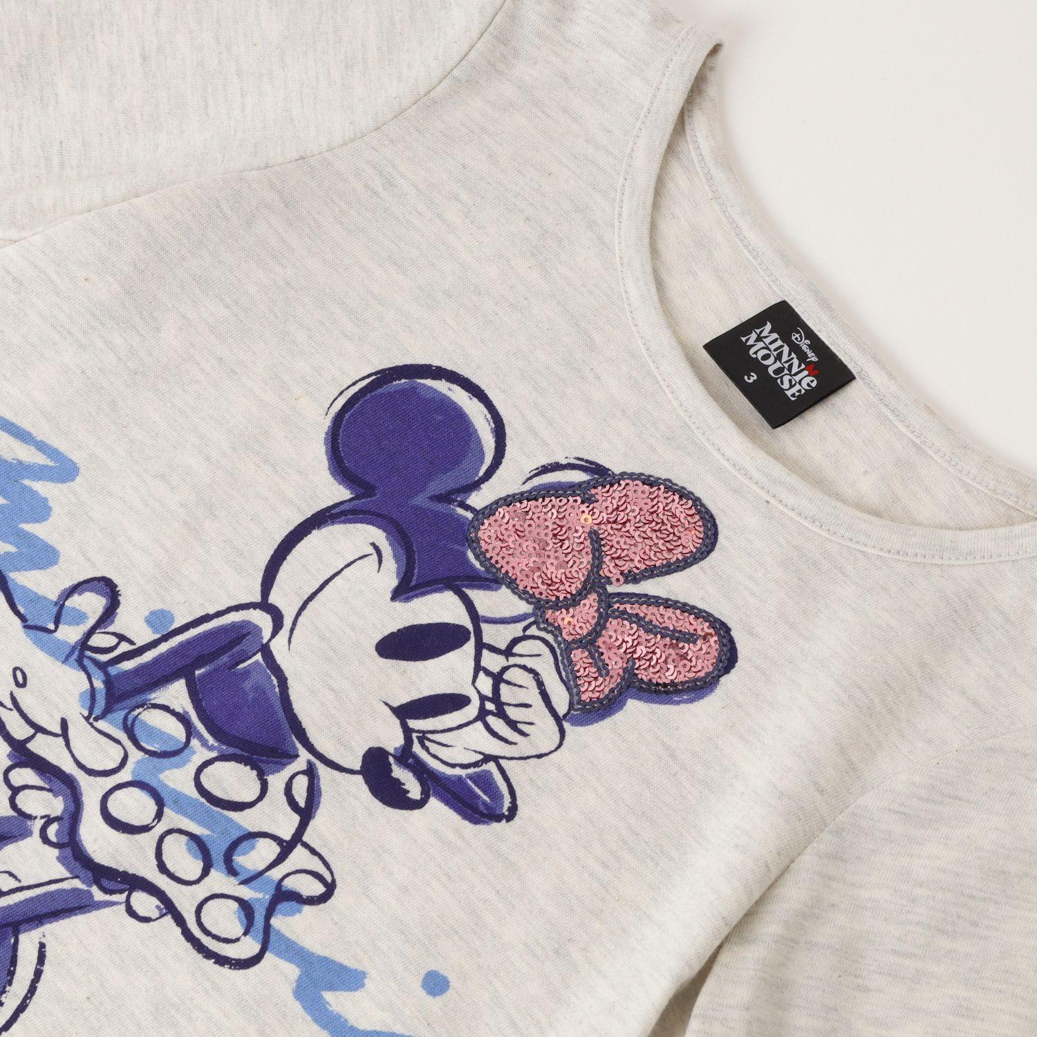 Polera Manga Larga Niña Minnie Smile Gris Disney-1