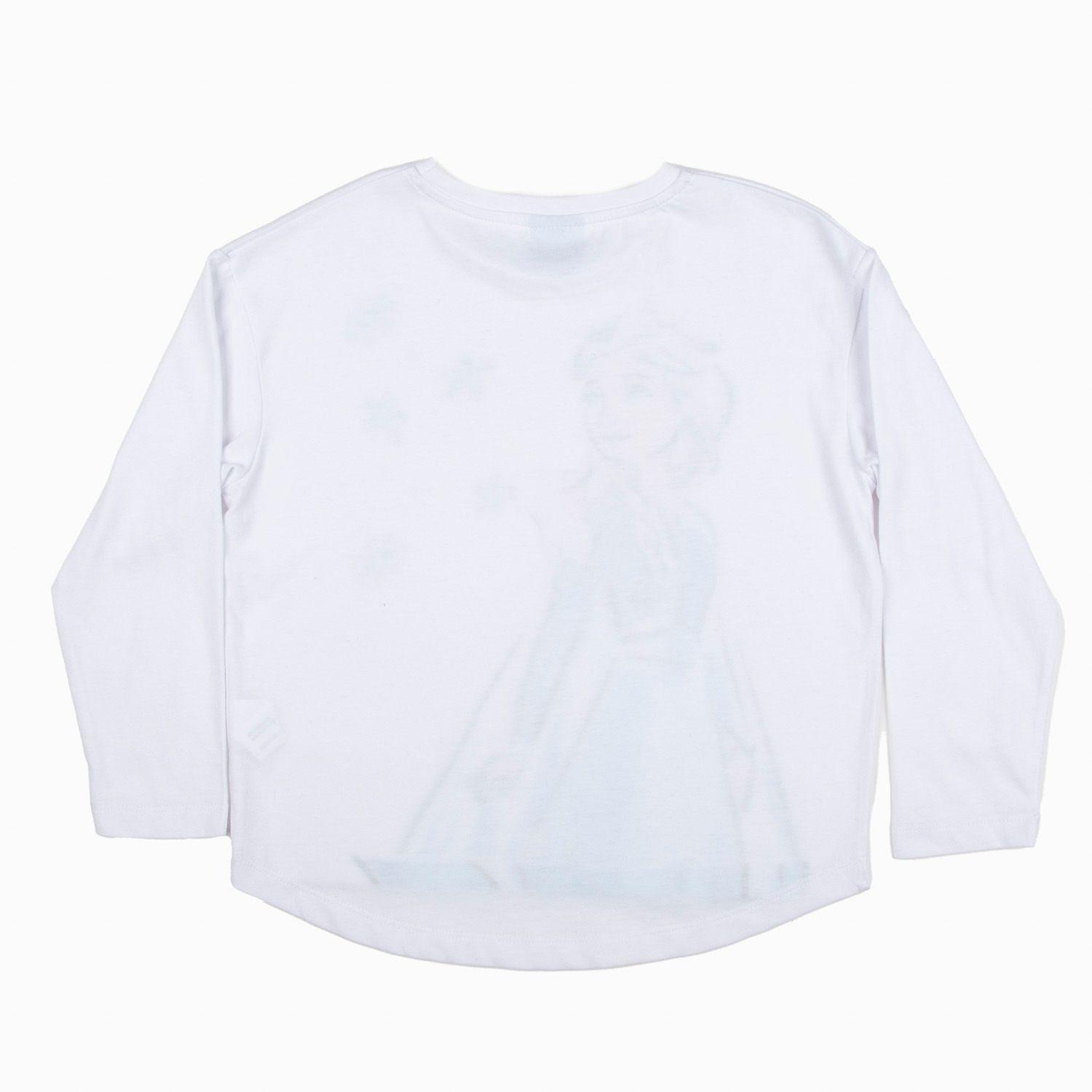Polera Manga Larga Niña Elsa Frozen Blanco Disney-1
