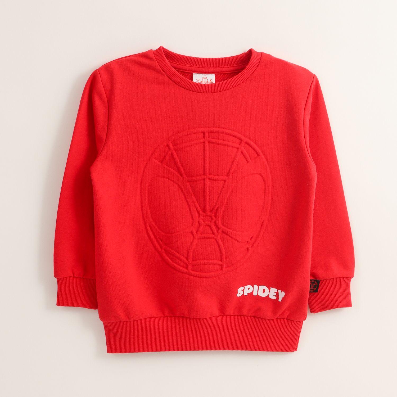 Poleron Cerrado Niño Spidey Relieve Emboss Rojo Marvel-0