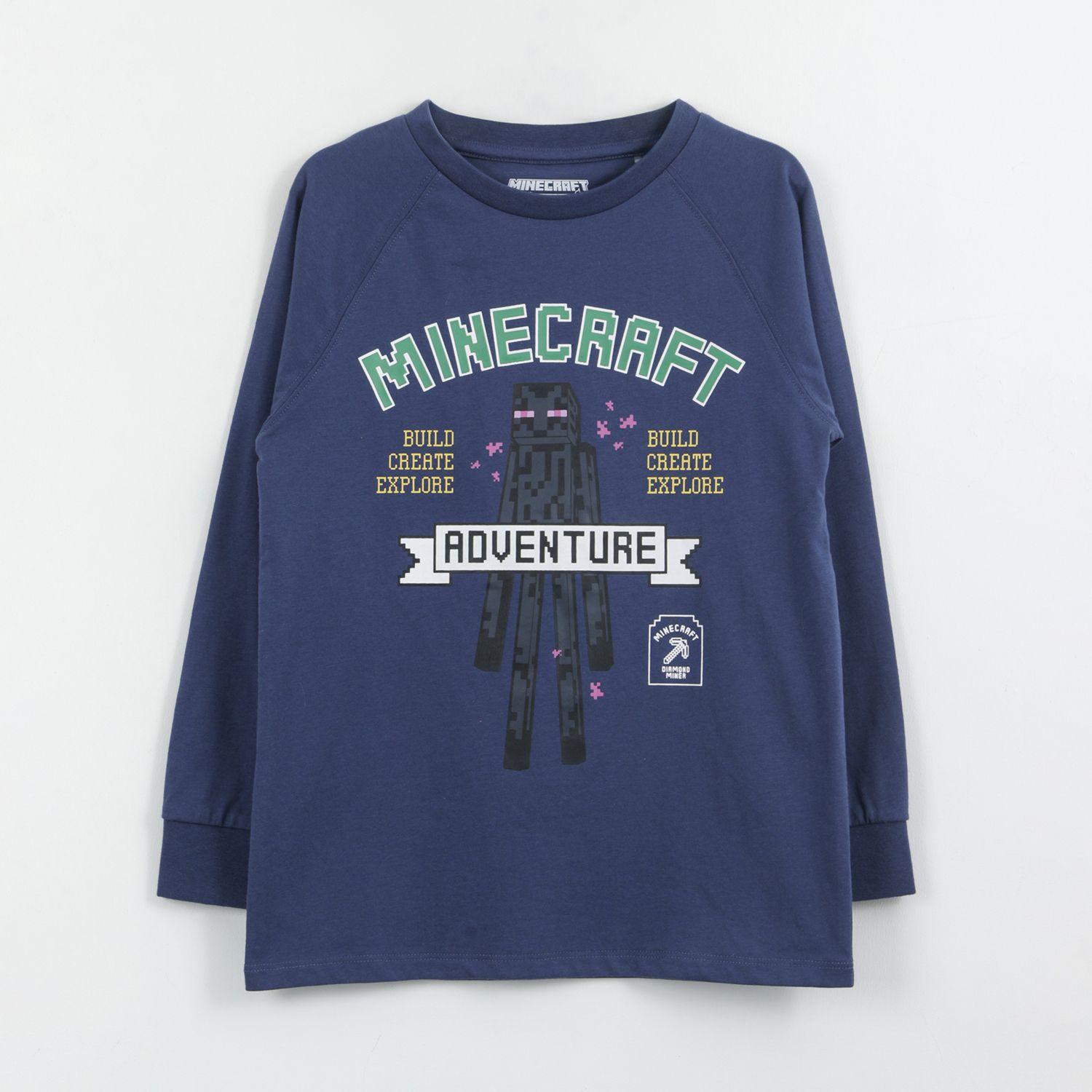 Polera Manga Larga Niño Adventure Ender Man Azul Minecraft-0