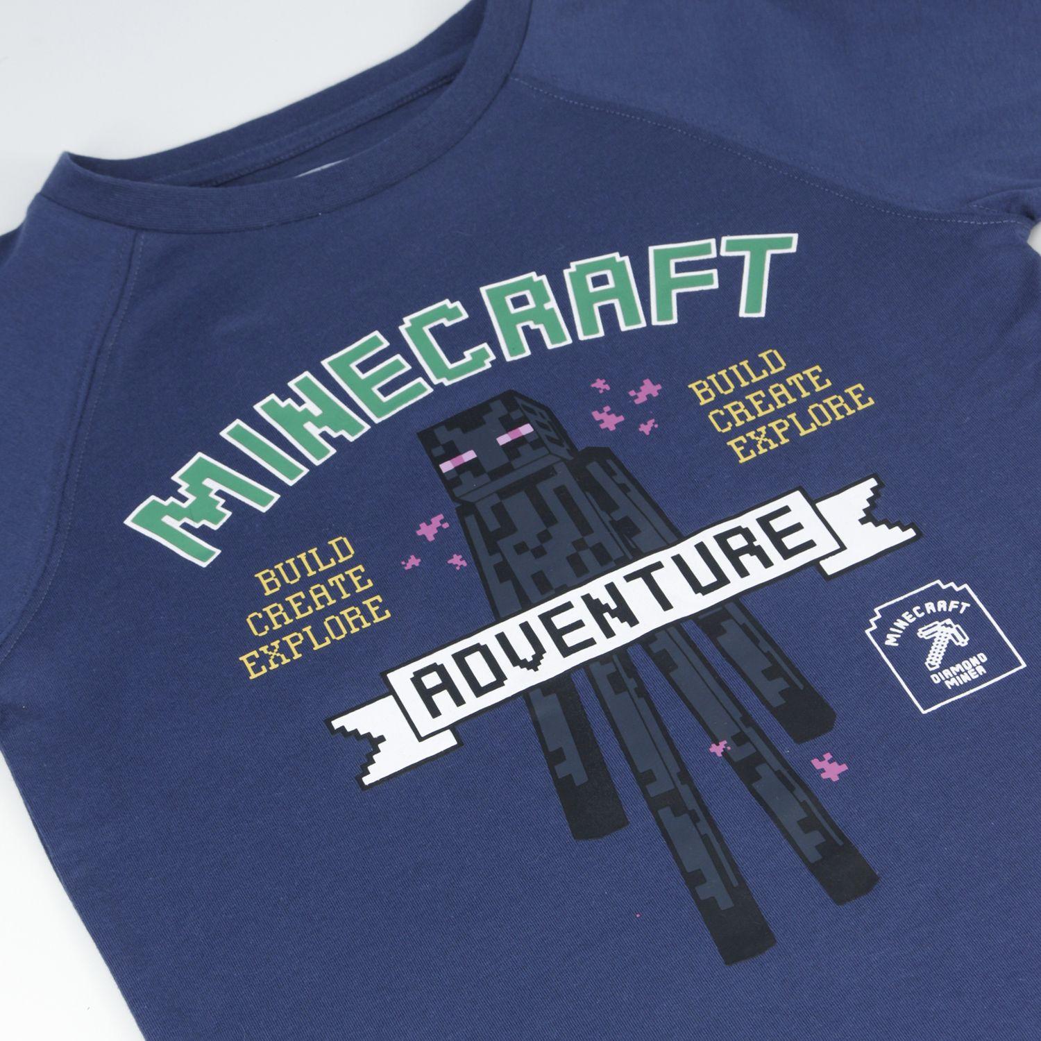 Polera Manga Larga Niño Adventure Ender Man Azul Minecraft-2
