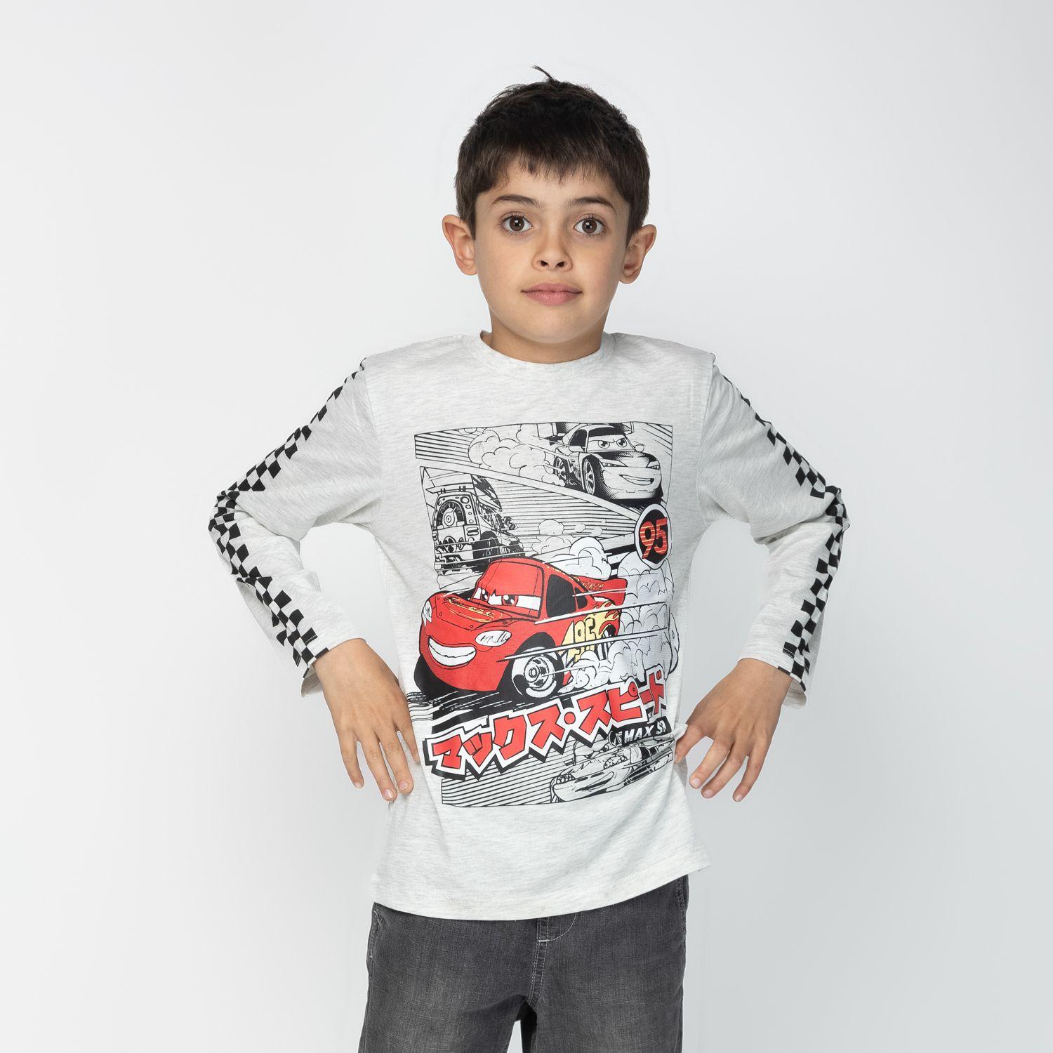Polera Manga Larga Niño Cars Revista Blanco Cars-0