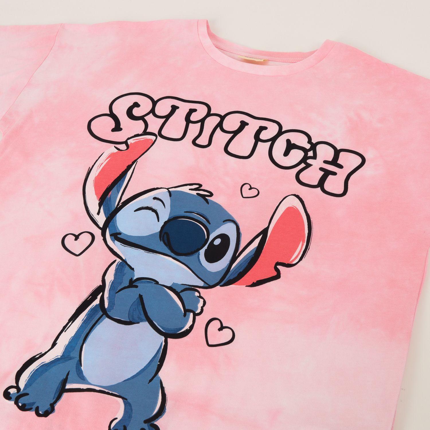 Polera Manga Corta Niña Lilo & Stitch Tie Dye Rosado Disney-1