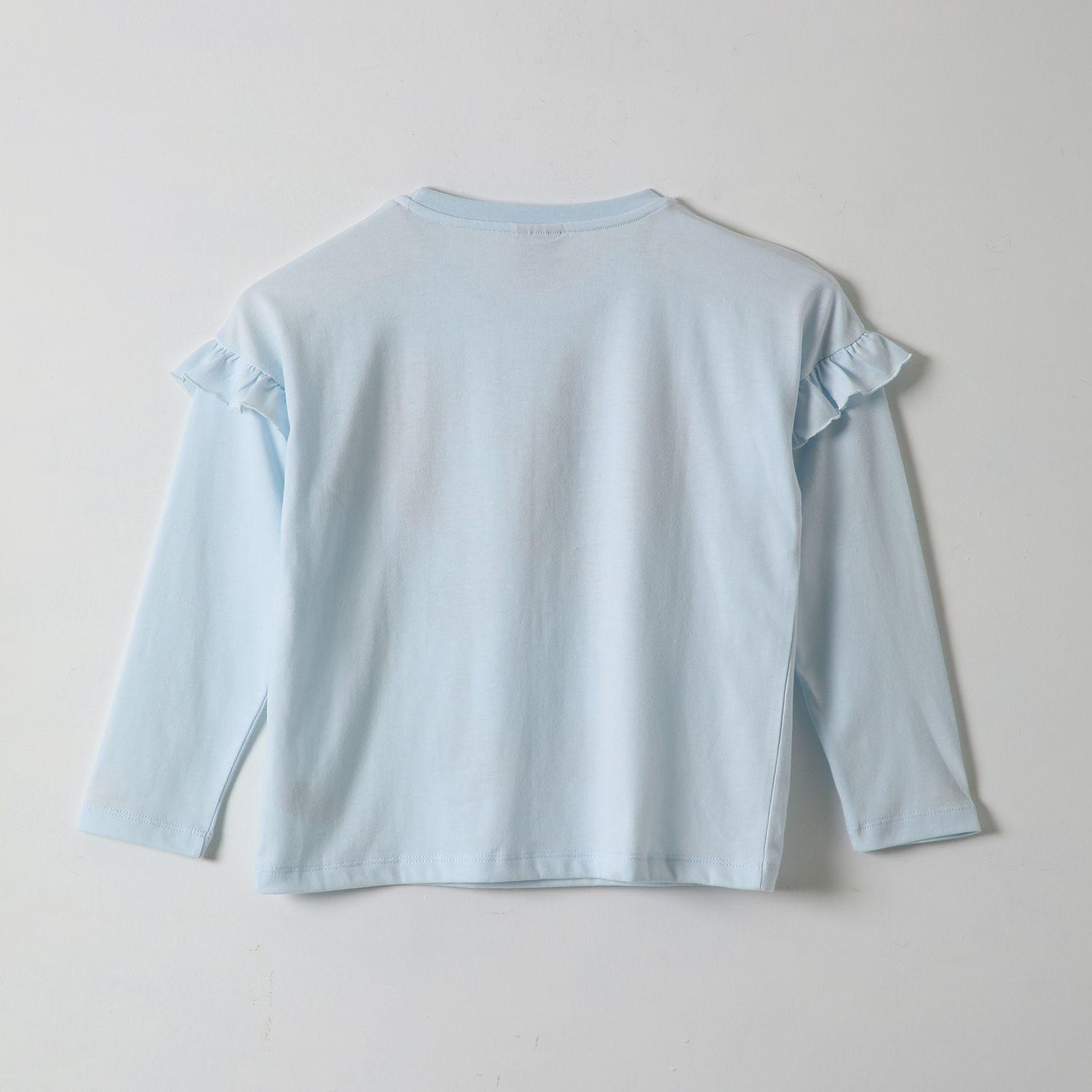 Polera Manga Larga Niña Lilo & Stitch Detalles Celeste Disney-2