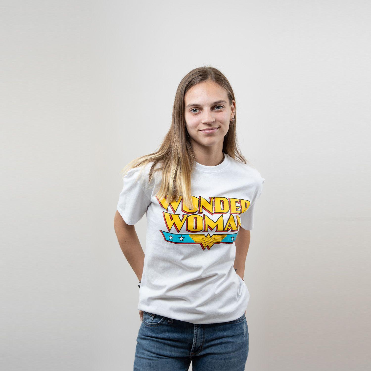 Polera Mujer Wonder Woman Escudo Blanco DC Comics-0