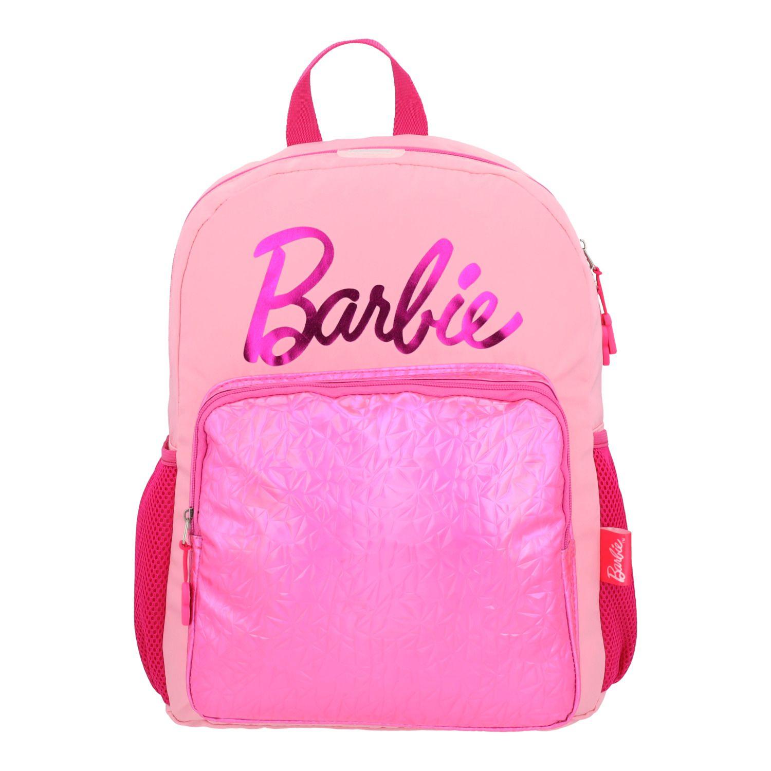 Mochila Escolar Niña con Bolsillo Frontal Rosado Barbie-0