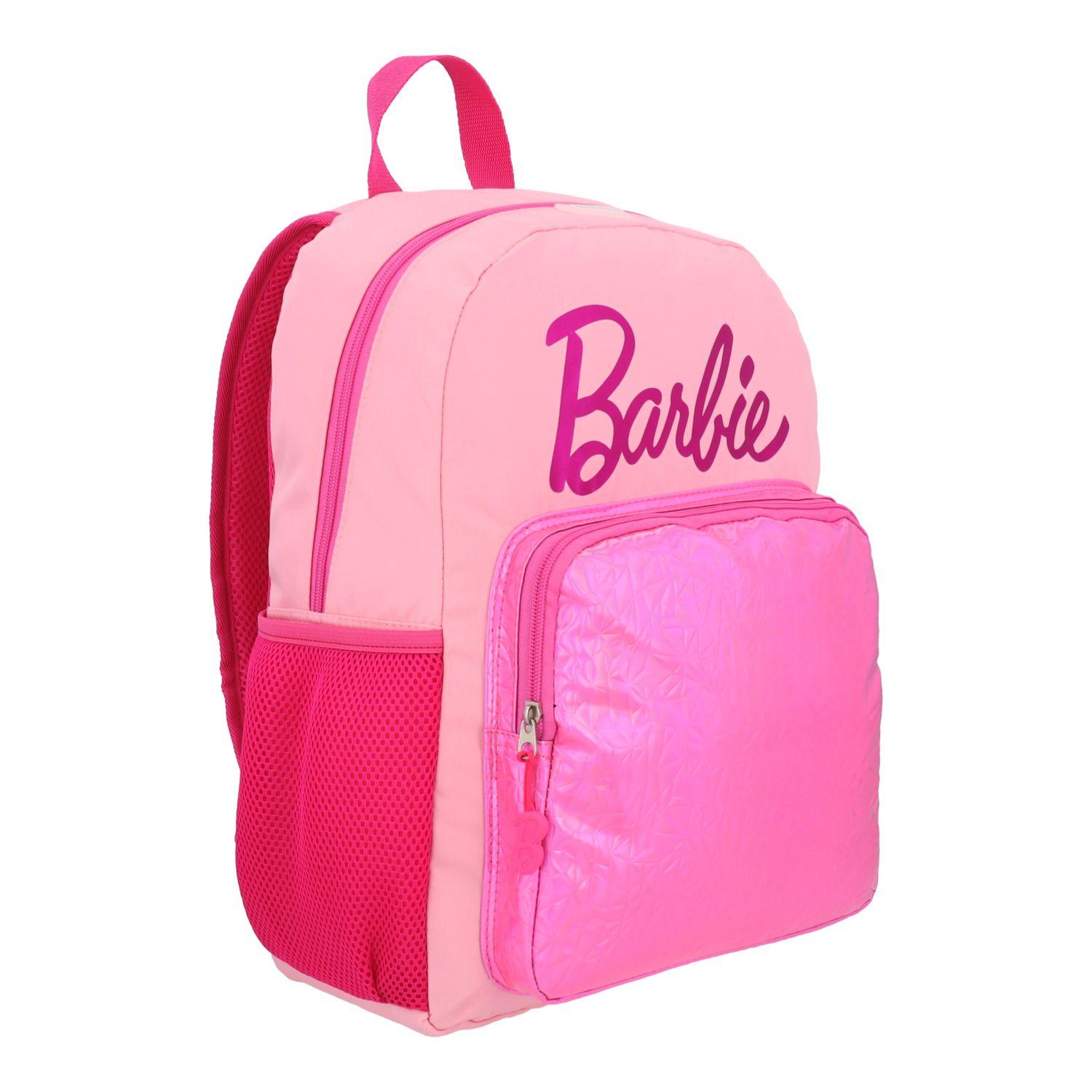 Mochila Escolar Niña con Bolsillo Frontal Rosado Barbie-1