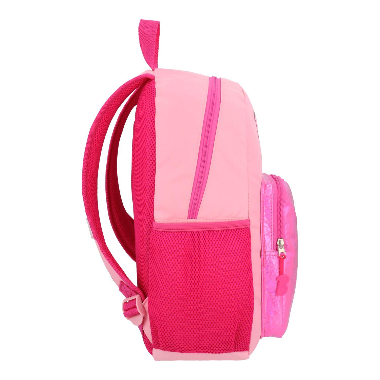 Mochila Escolar Niña con Bolsillo Frontal Rosado Barbie-2