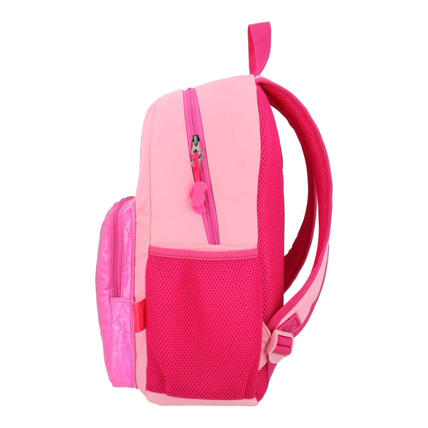Mochila Escolar Niña con Bolsillo Frontal Rosado Barbie-6