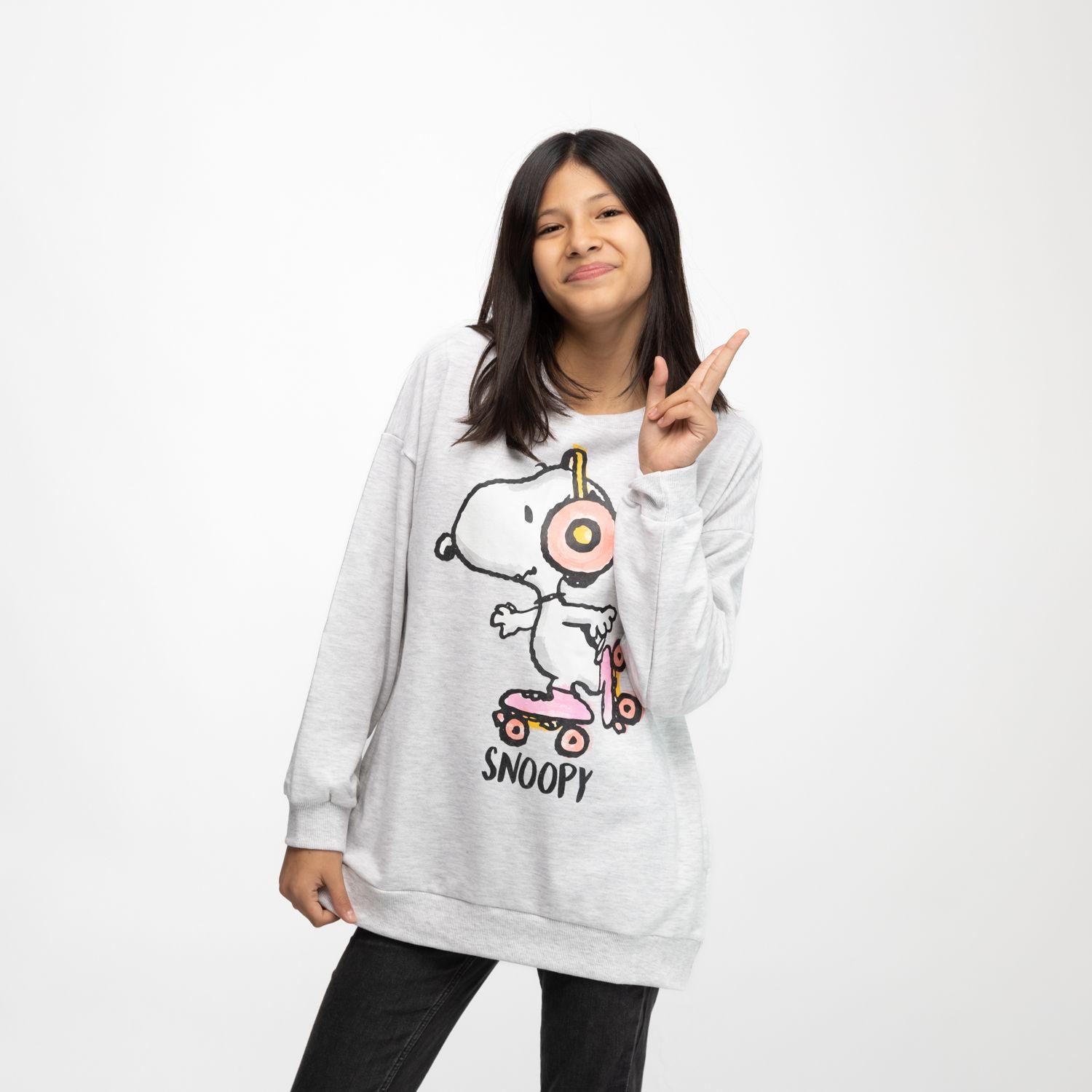 Poleron Niña Patines Gris Snoopy-0