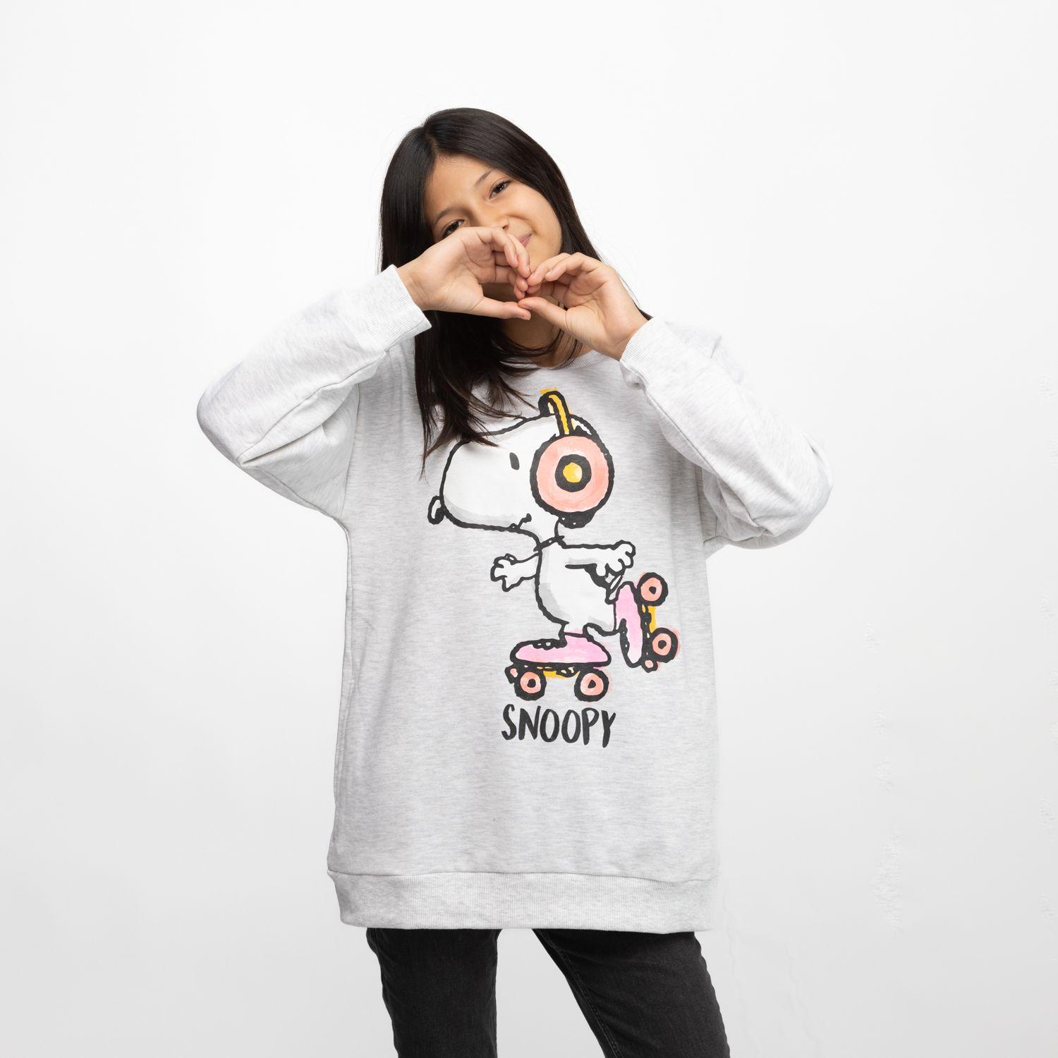 Poleron Niña Patines Gris Snoopy-1