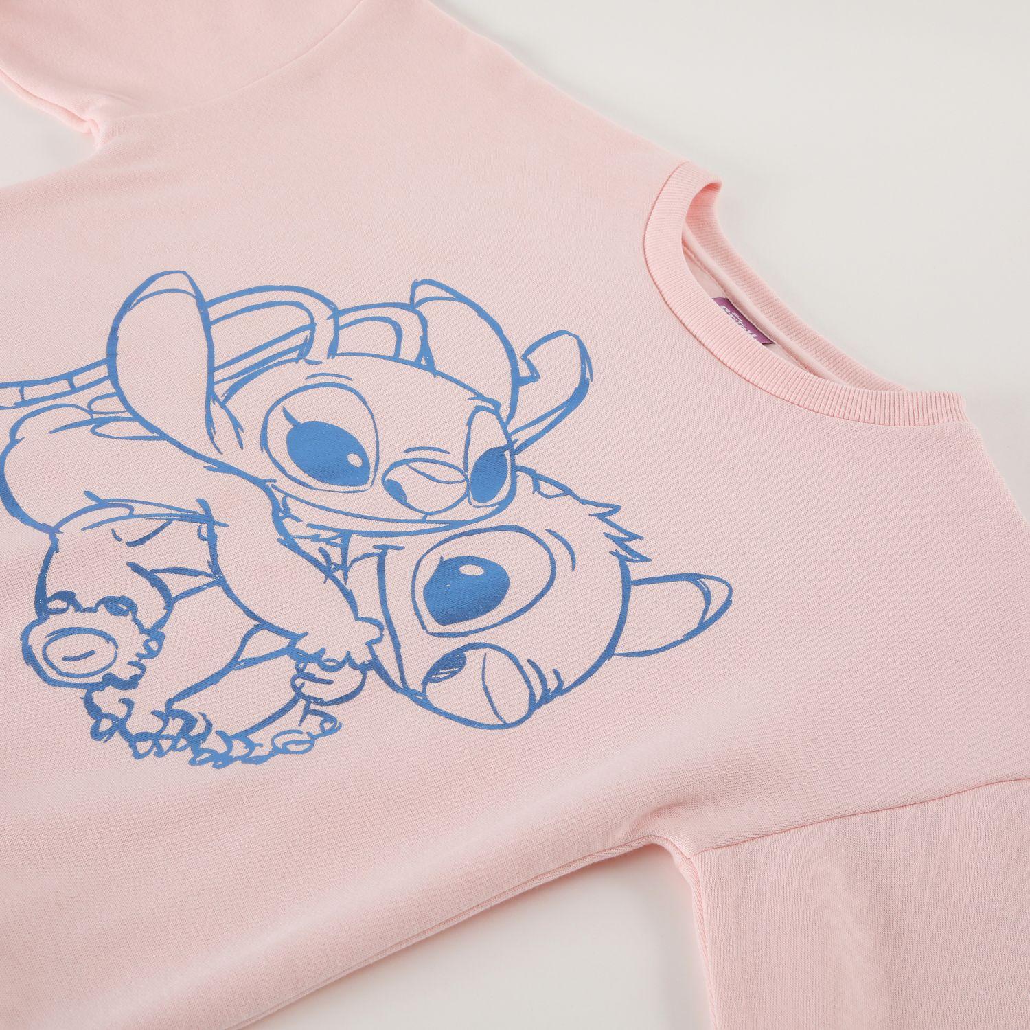 Poleron Cerrado Niña Lilo & Stitch Details Rosado Disney-1