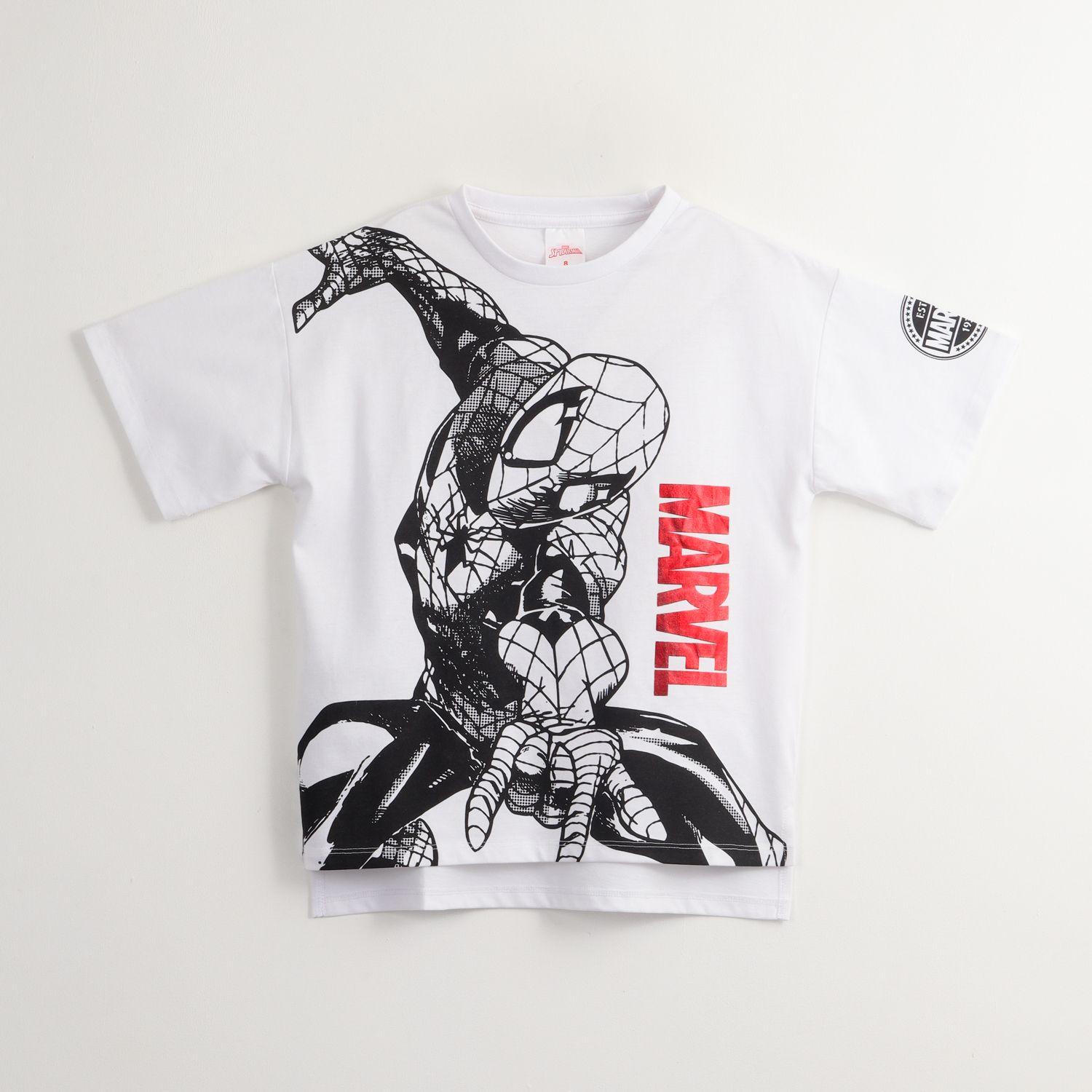 Polera Manga Corta Niño Spiderman Magnificent Blanco Marvel-0