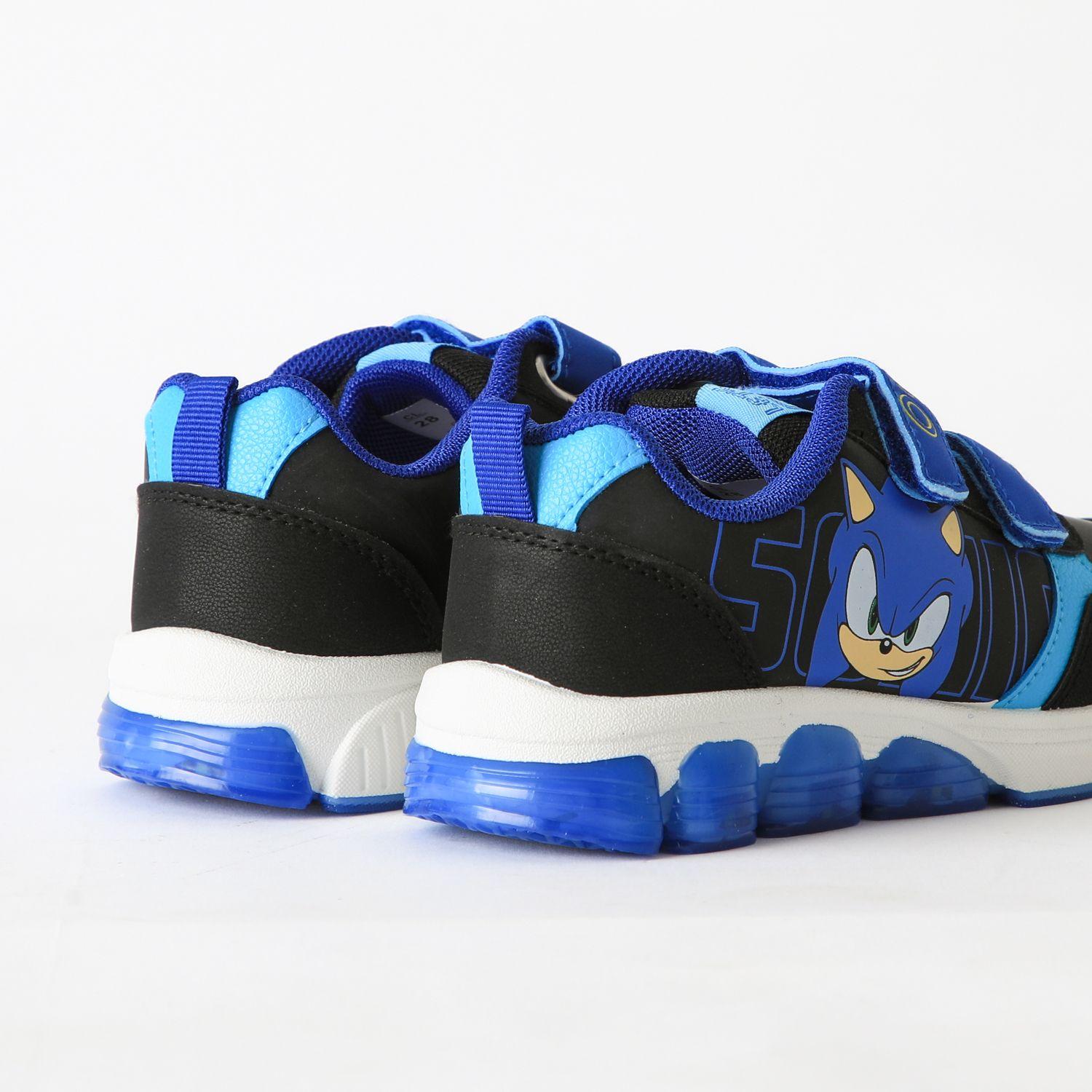 Zapatilla Luces Niño Velcro Negro Sonic-2