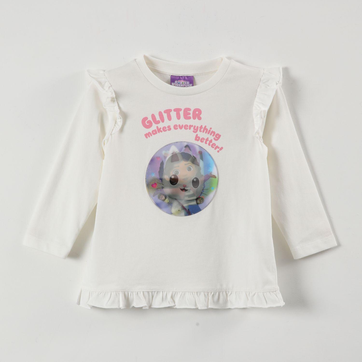Polera Manga Larga Niña Glitter Makes Beige Gabby Doll House-0