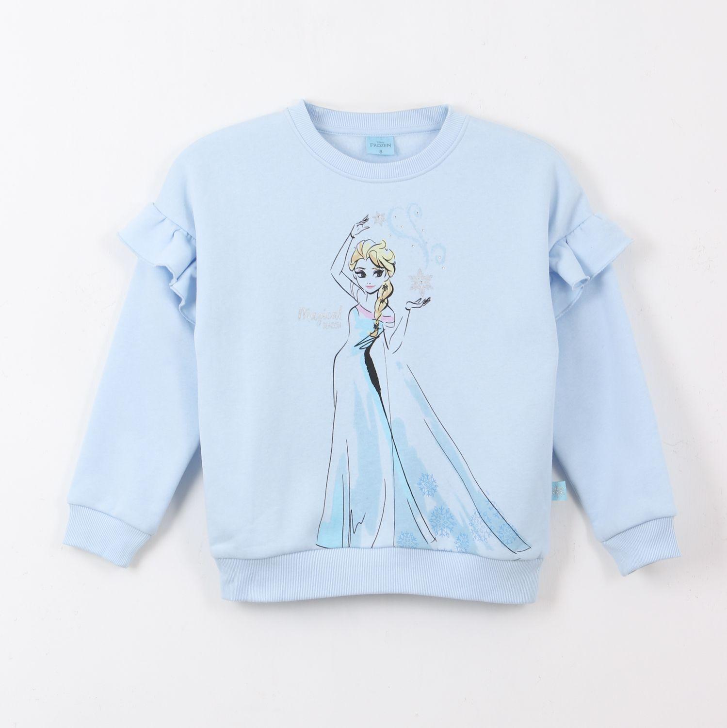 Polerón Cerrado Niña Vuelos Frozen Celeste Disney-0