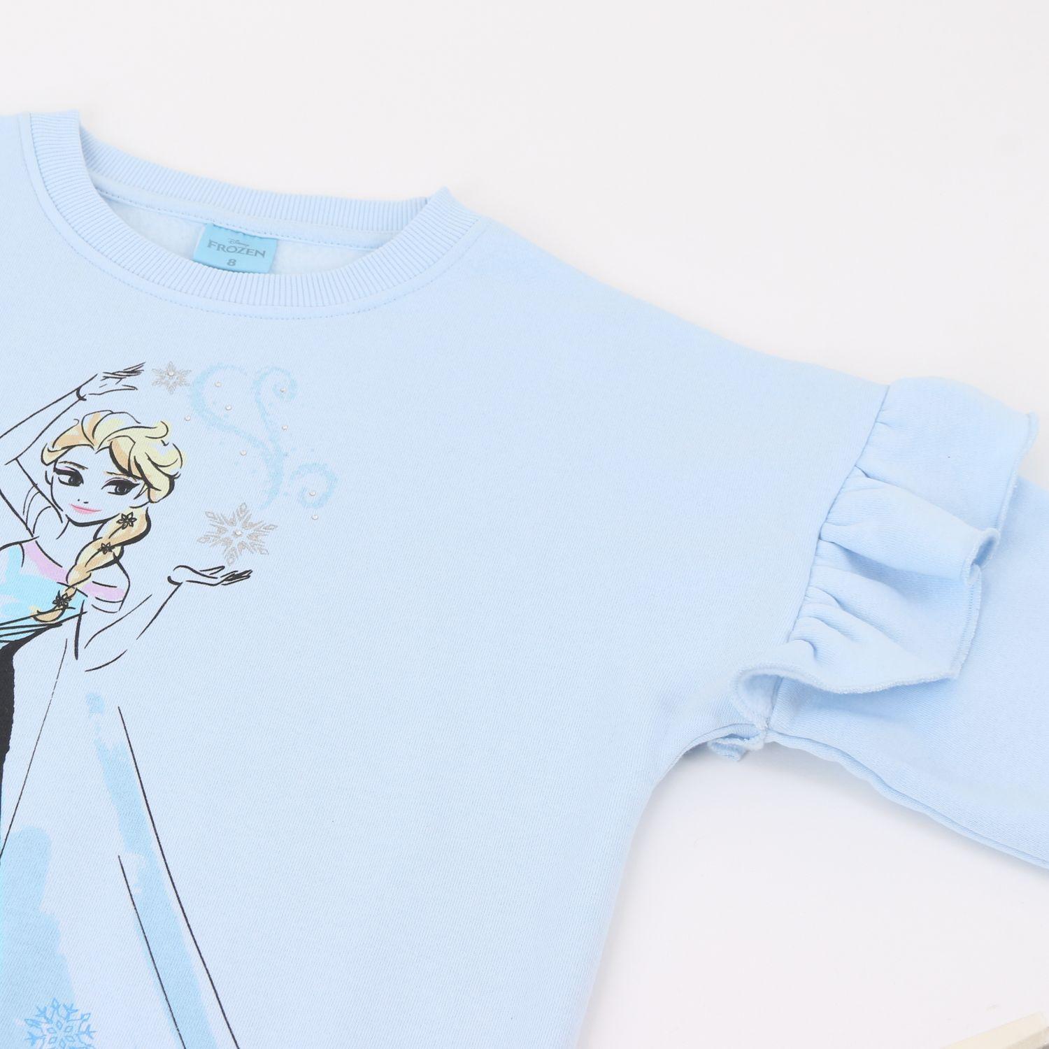 Polerón Cerrado Niña Vuelos Frozen Celeste Disney-2