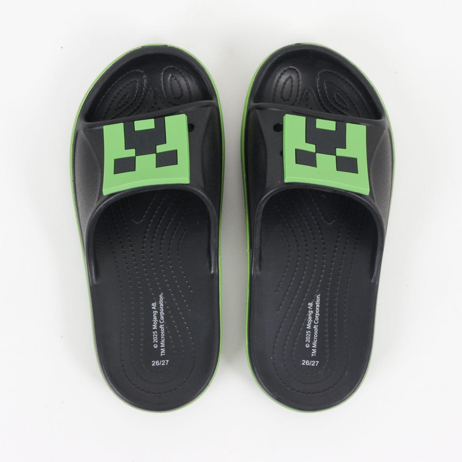 Sandalia Slide Niño Negro Creeper Minecraft-2